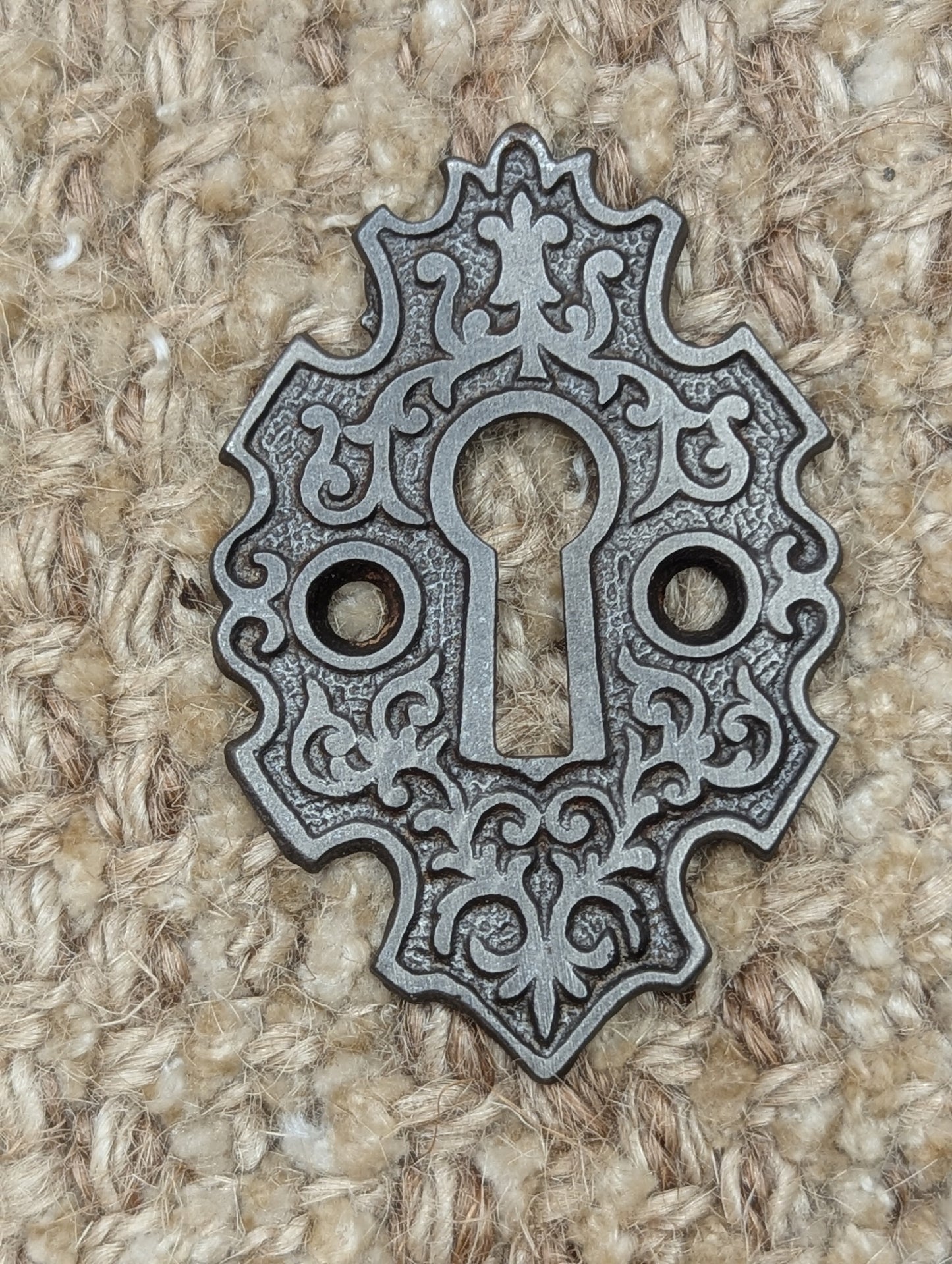 Antique Ornate Cast Iron Key Hole Cover Escutcheon