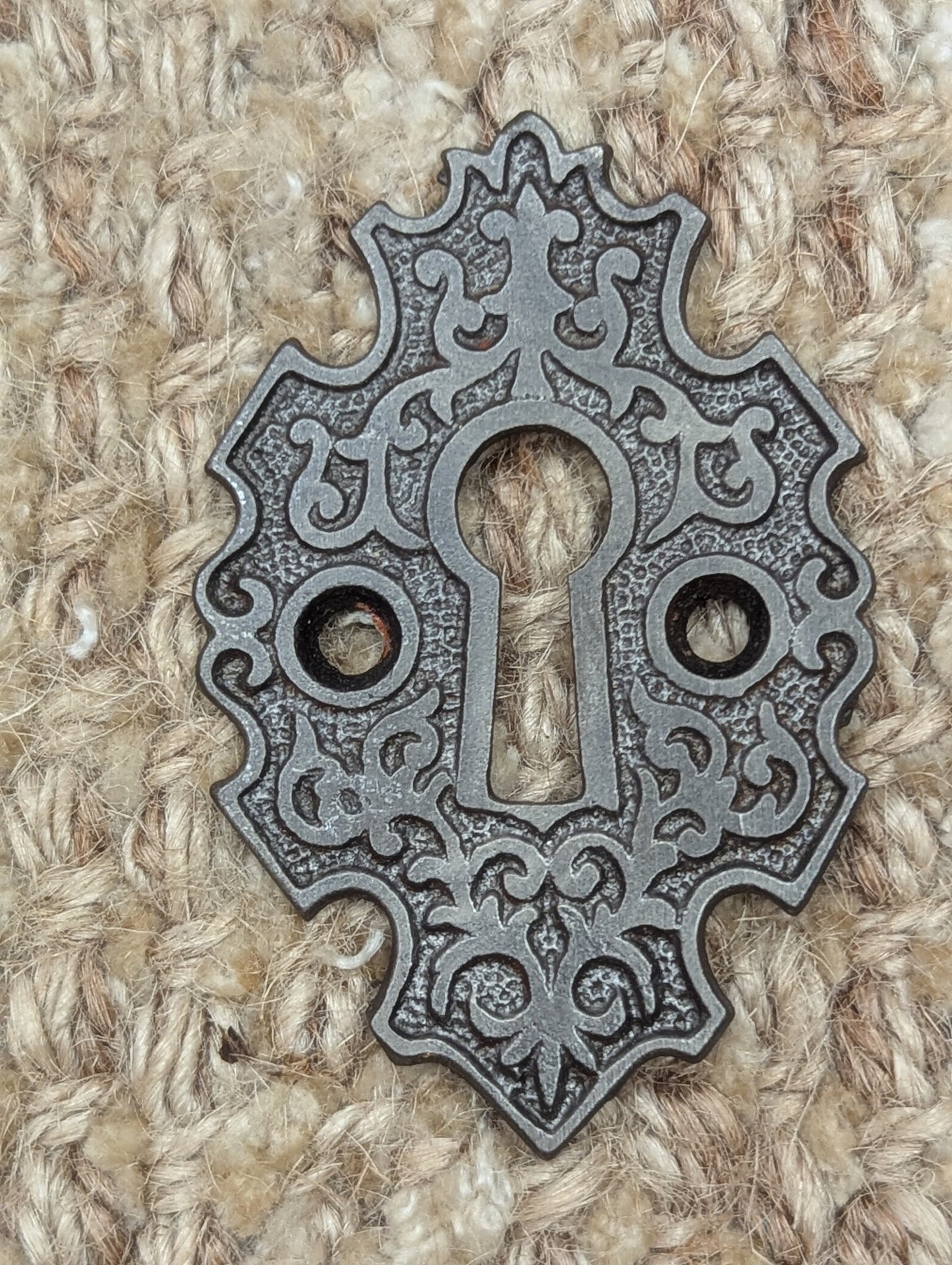 Antique Ornate Cast Iron Key Hole Cover Escutcheon