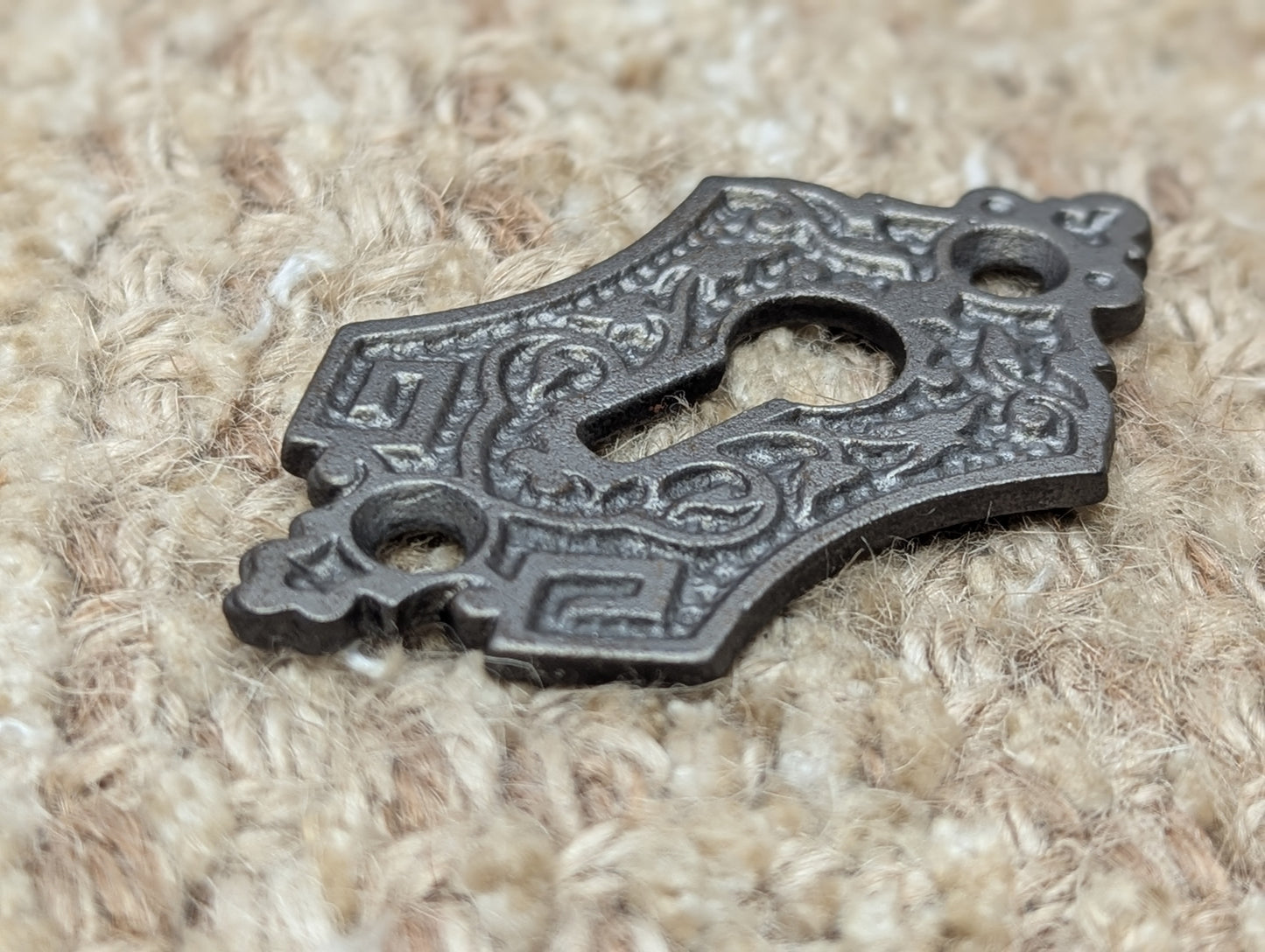Antique Ornate Cast Iron Key Hole Cover Escutcheon