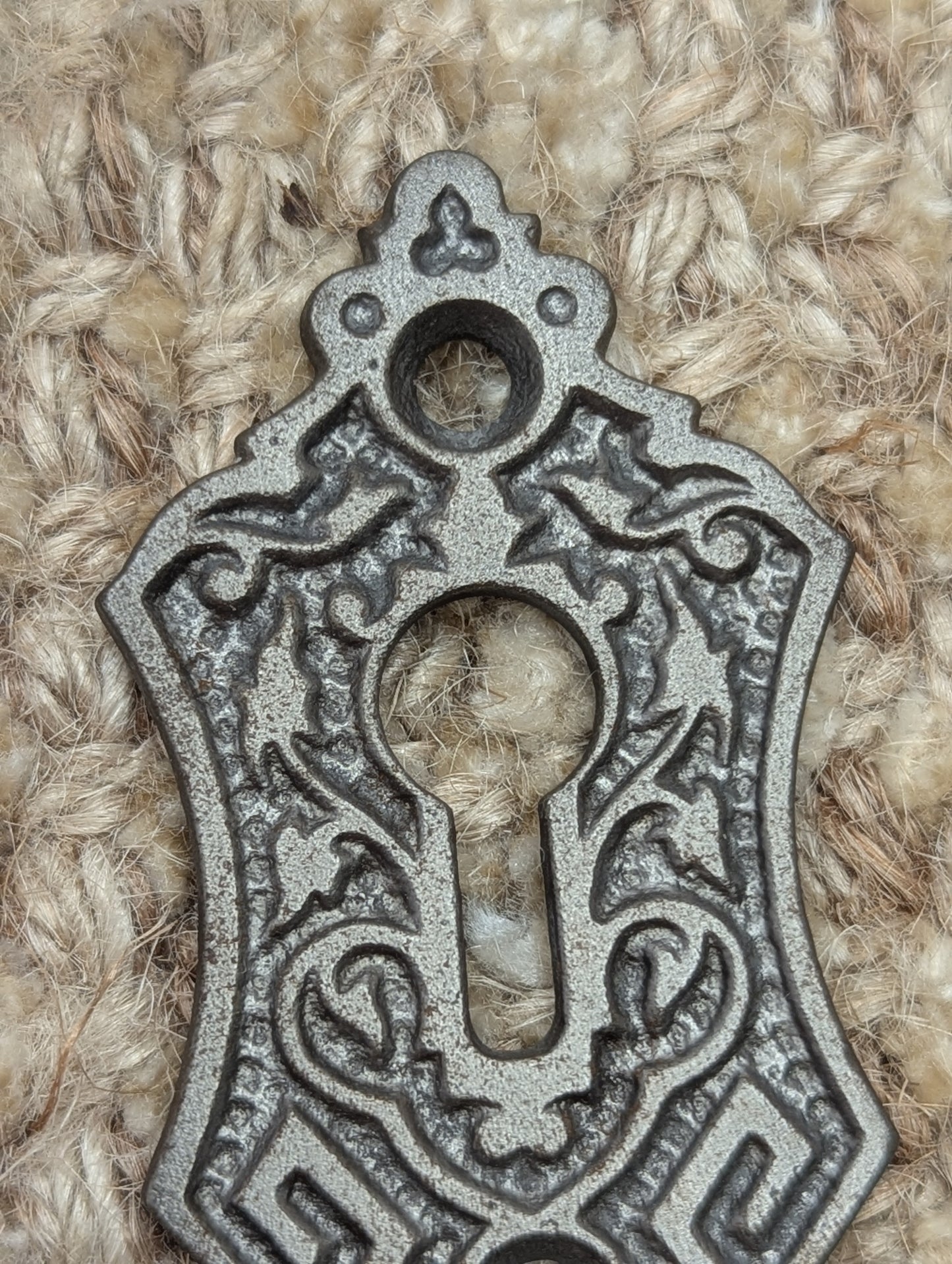 Antique Ornate Cast Iron Key Hole Cover Escutcheon