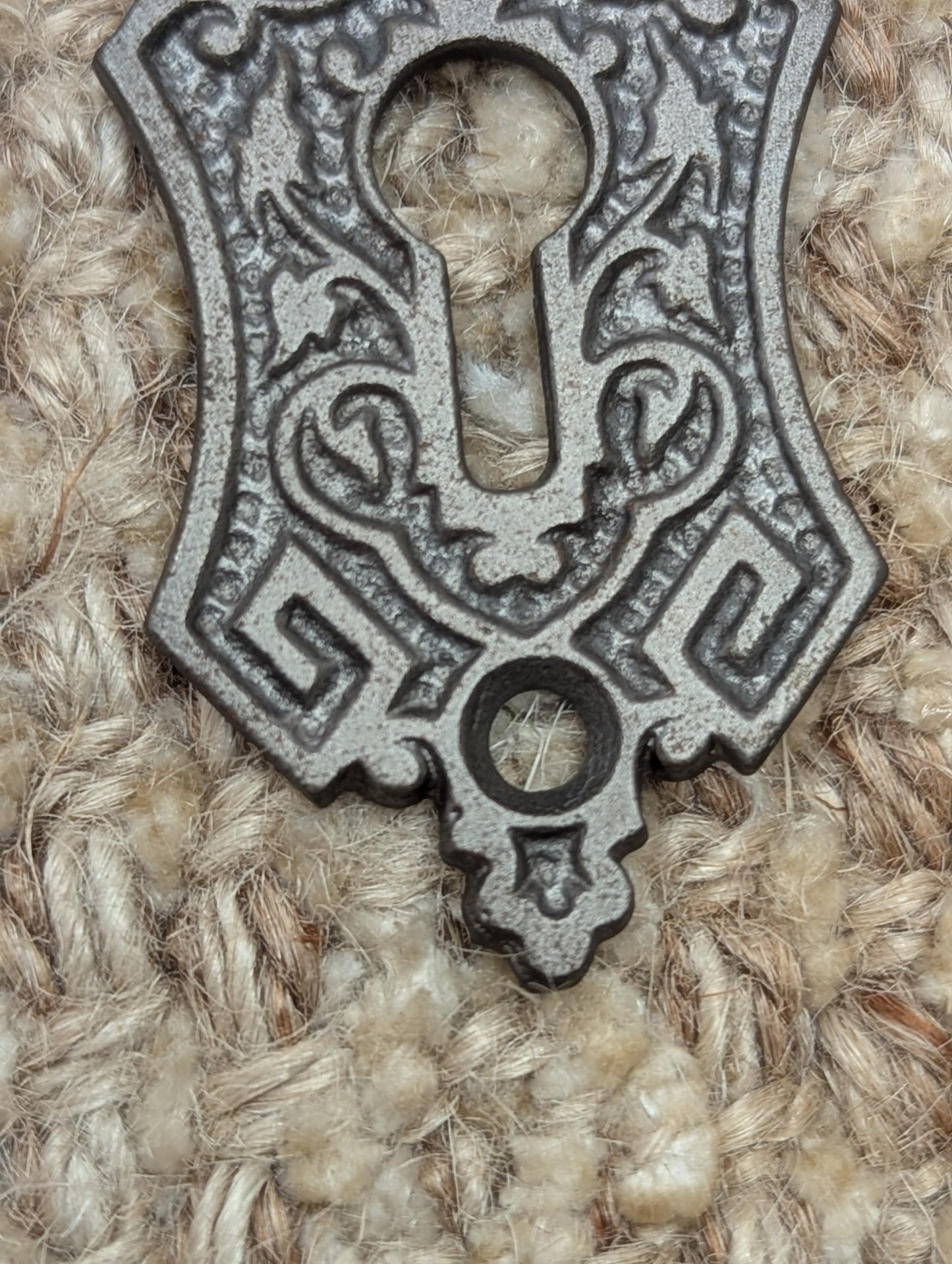 Antique Ornate Cast Iron Key Hole Cover Escutcheon