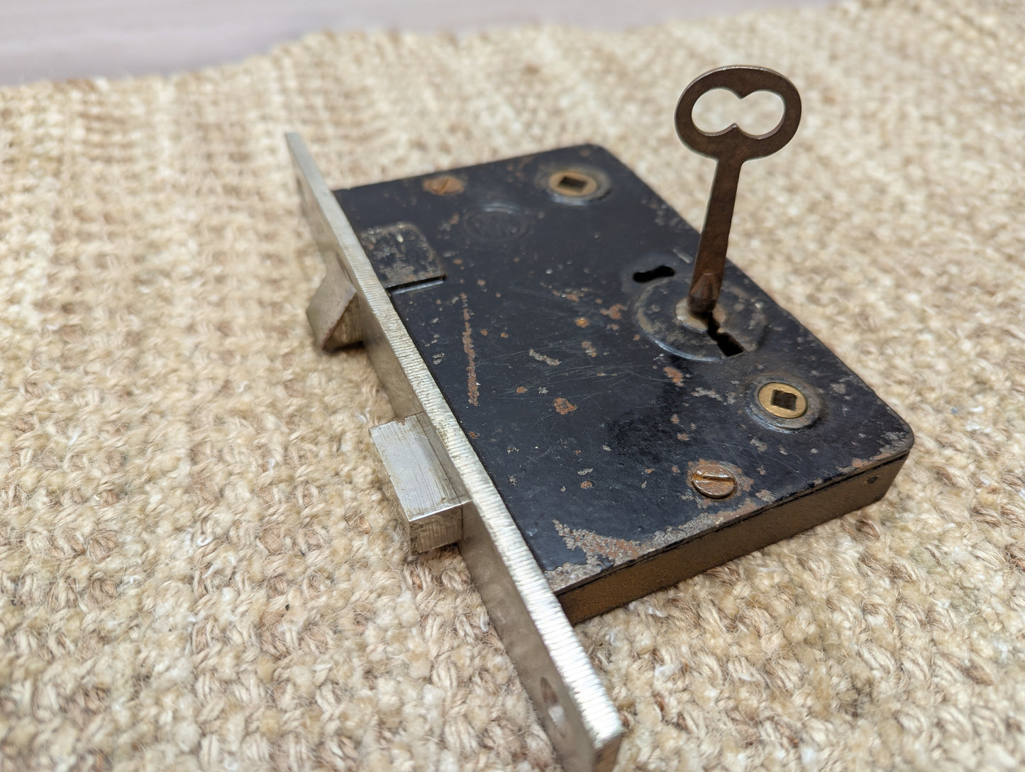 Antique RHCo Exterior Mortise Lock Door Hardware #1188 With Key
