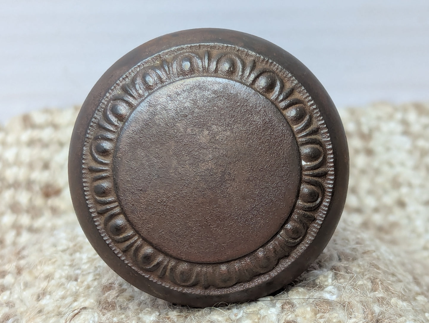 2 1/4" Antique Egg & Dart Steel Door Knob Set