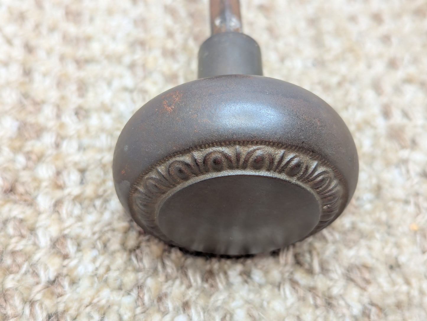 2 1/4" Antique Egg & Dart Steel Door Knob Set