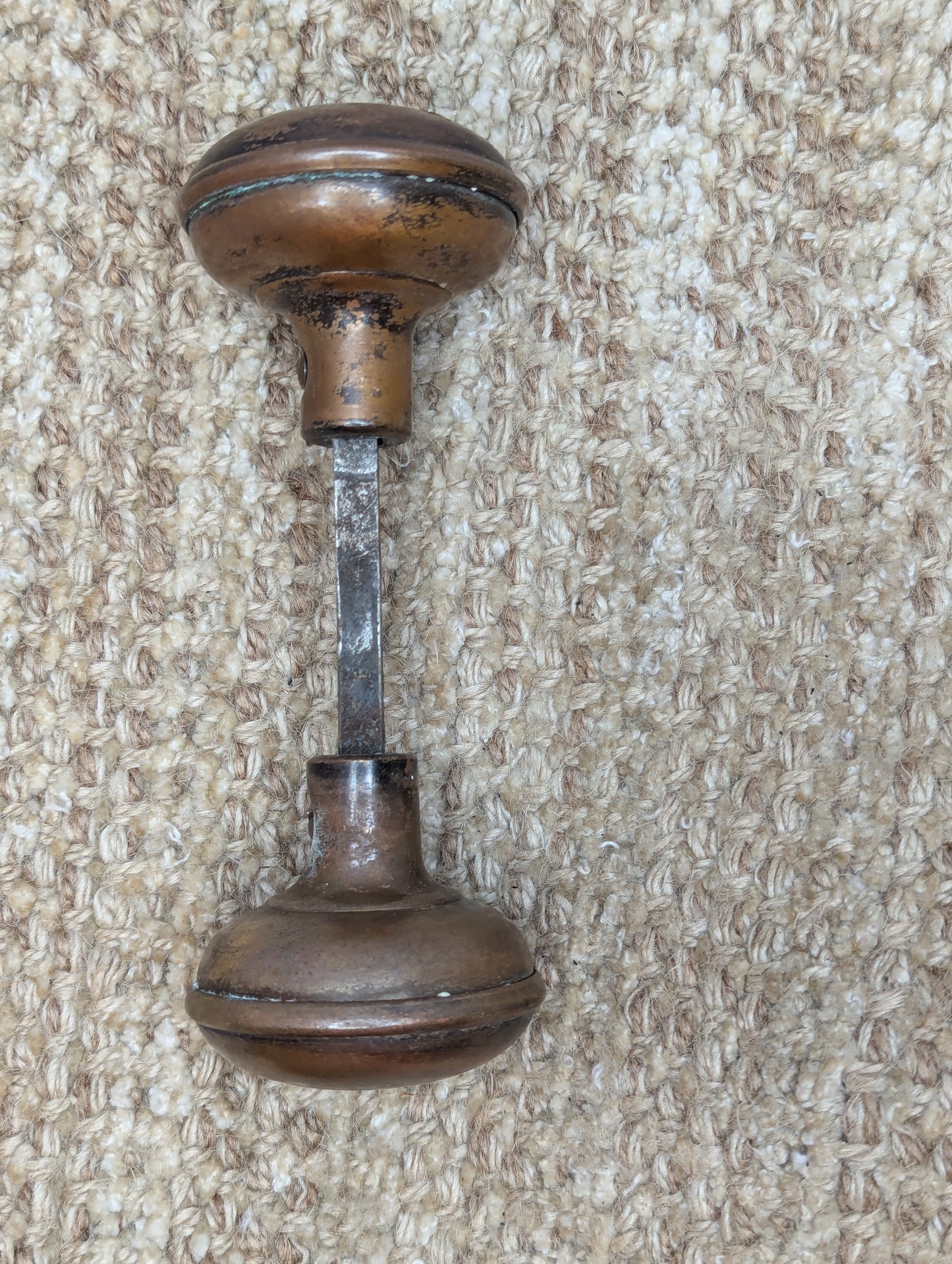 2 1/4" Antique Decorative Stamped Steel Door Knob Set