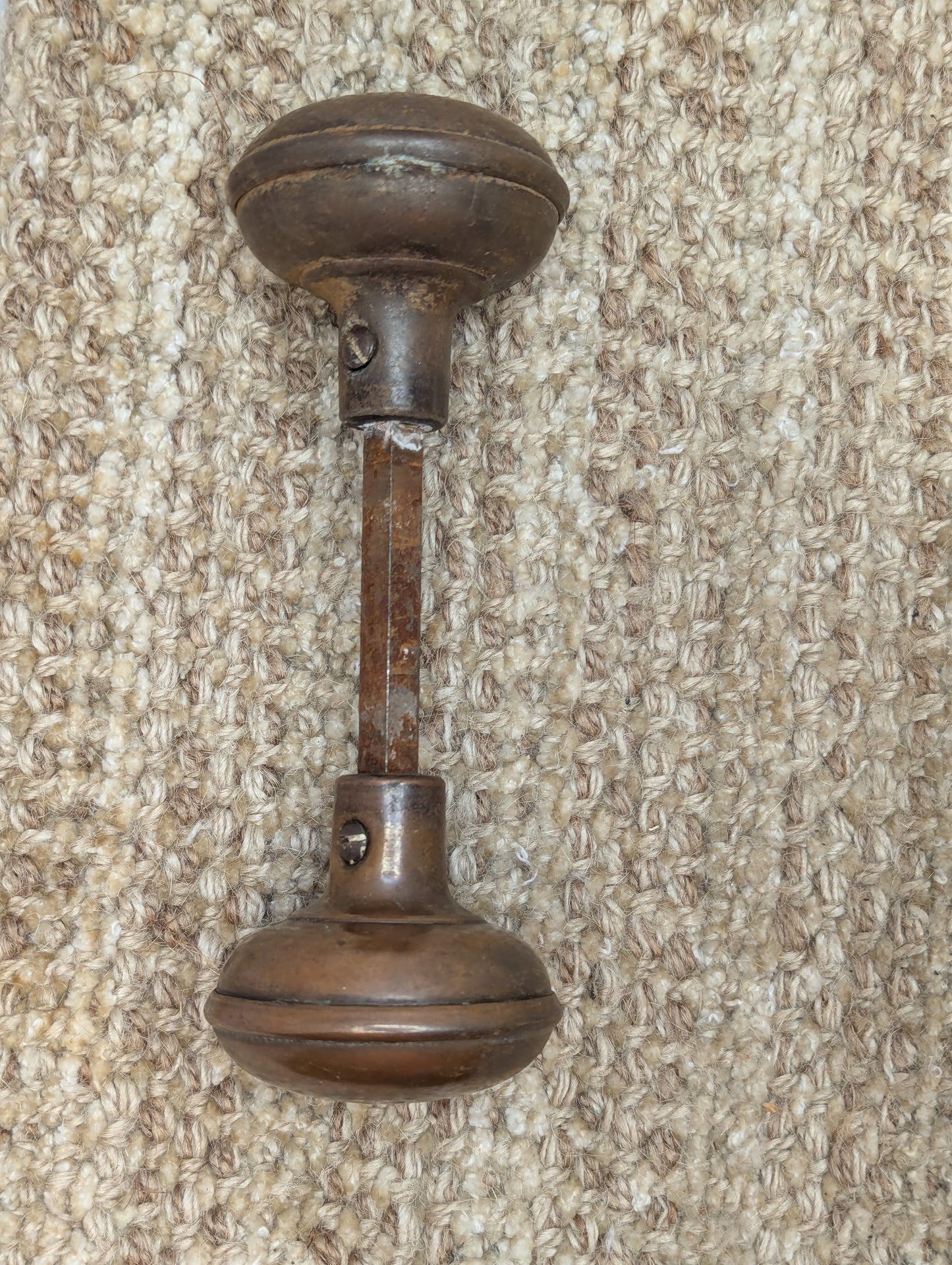 2 1/4" Antique Decorative Stamped Steel Door Knob Set