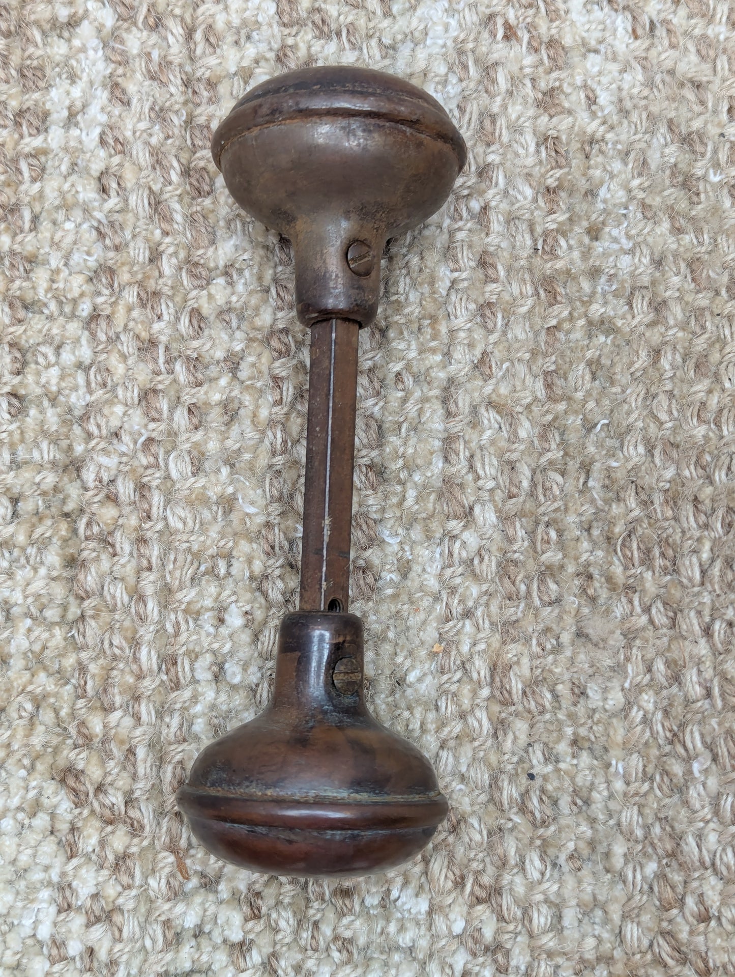 2" Antique Decorative Stamped Steel Door Knob Set