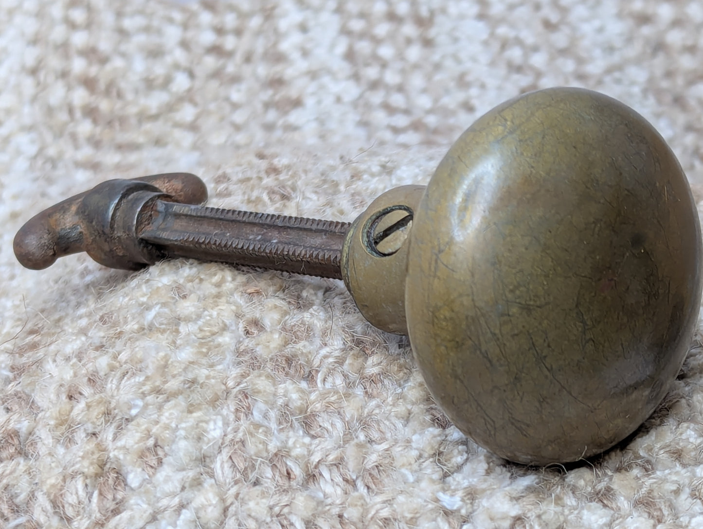 2" Antique Brass Door Knob With Thumb Turn