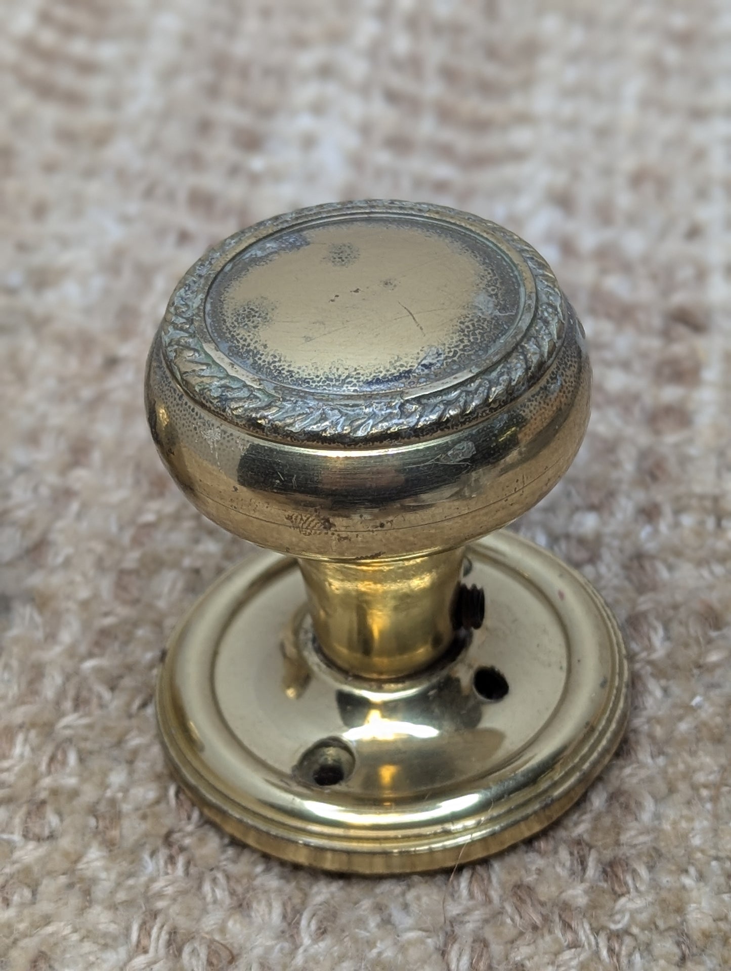 Antique Decorative Brass 2 1/8" Door Knobs & Rosettes