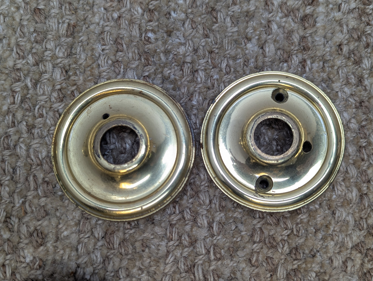 Antique Decorative Brass 2 1/8" Door Knobs & Rosettes