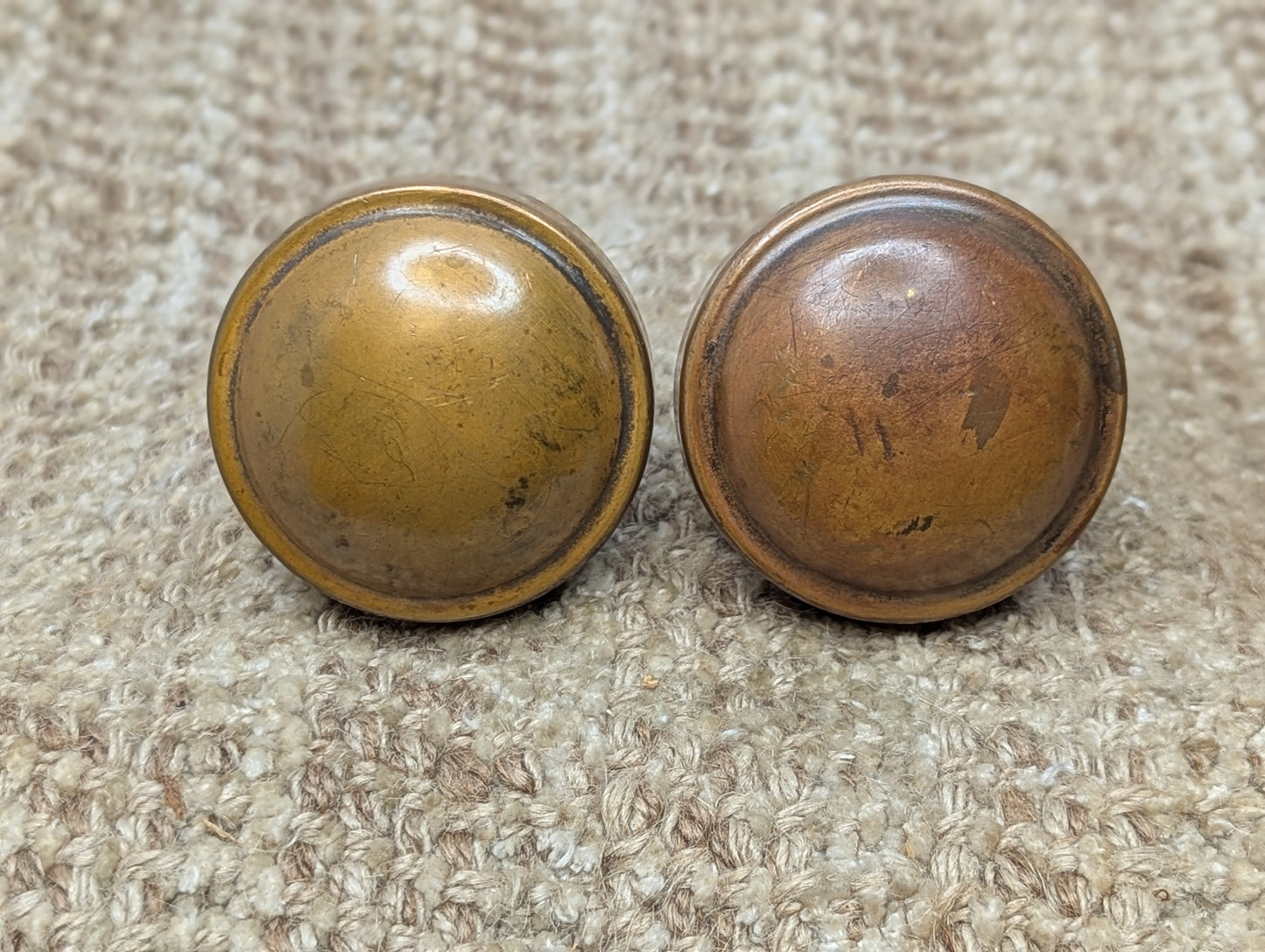 2 1/4" Antique Stamped Brass Or Bronze Door Knob Set Door Hardware