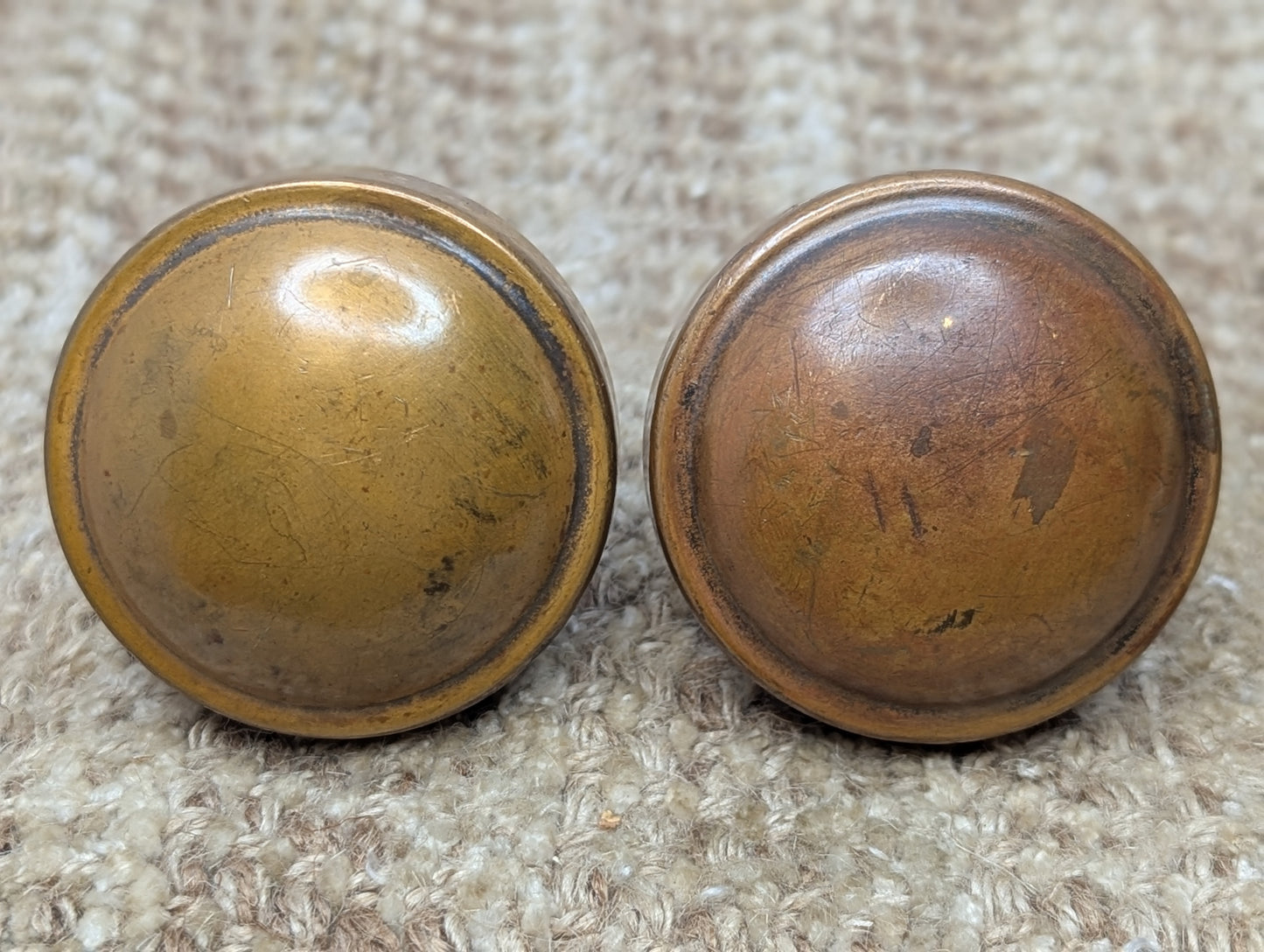 2 1/4" Antique Stamped Brass Or Bronze Door Knob Set Door Hardware