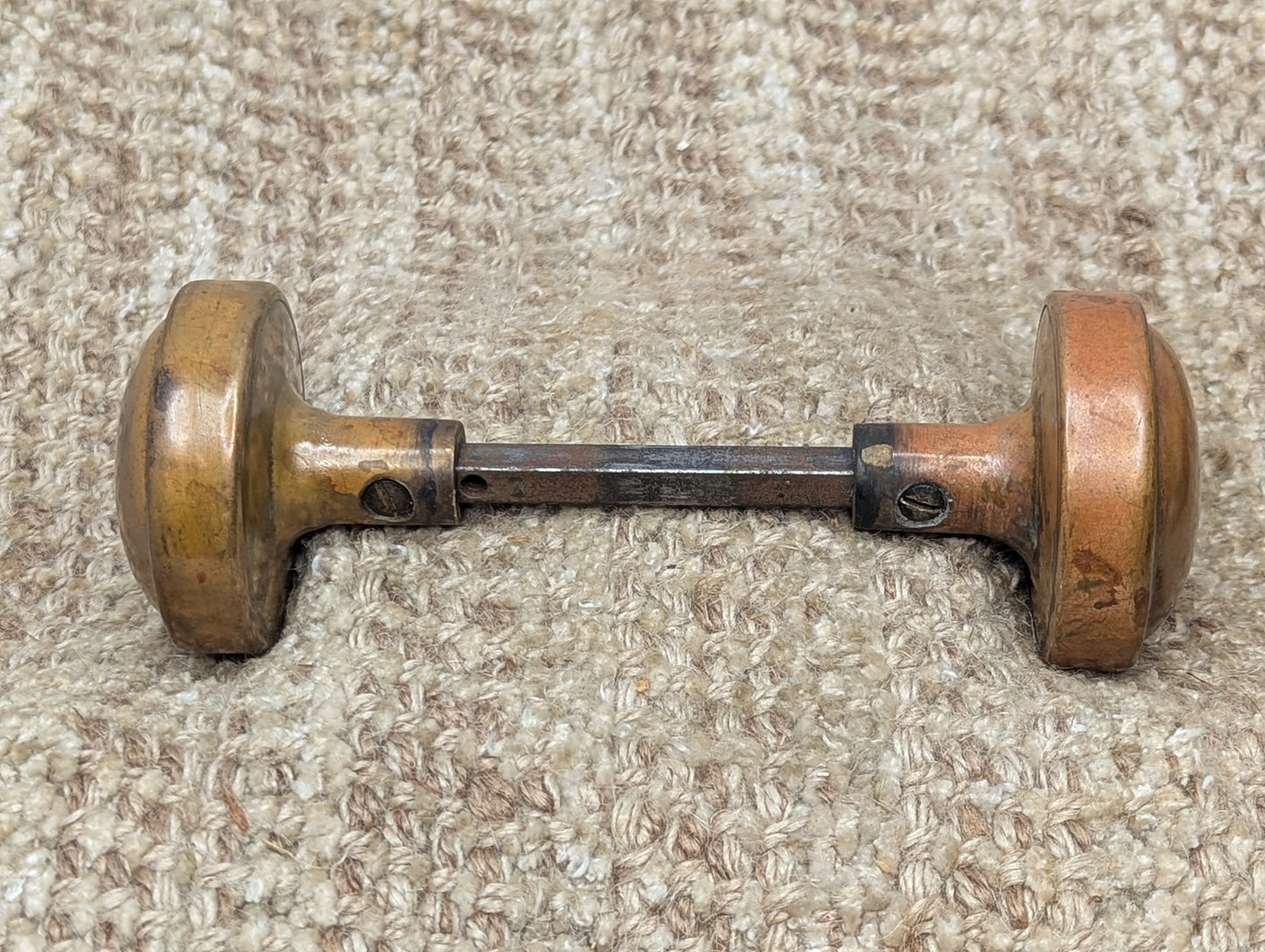 2 1/4" Antique Stamped Brass Or Bronze Door Knob Set Door Hardware