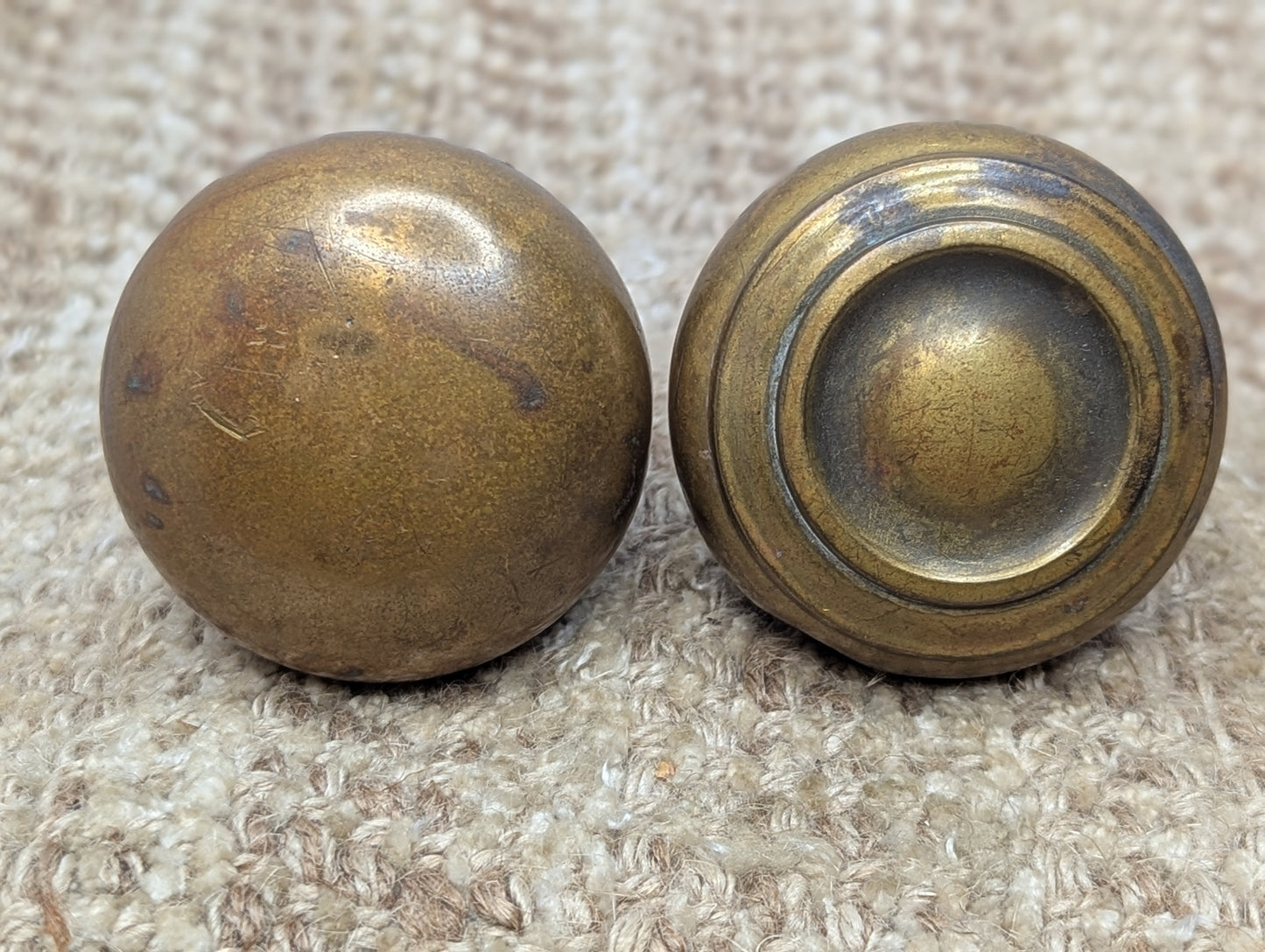 2 1/4" Antique Stamped Brass Or Bronze Door Knob Set Door Hardware