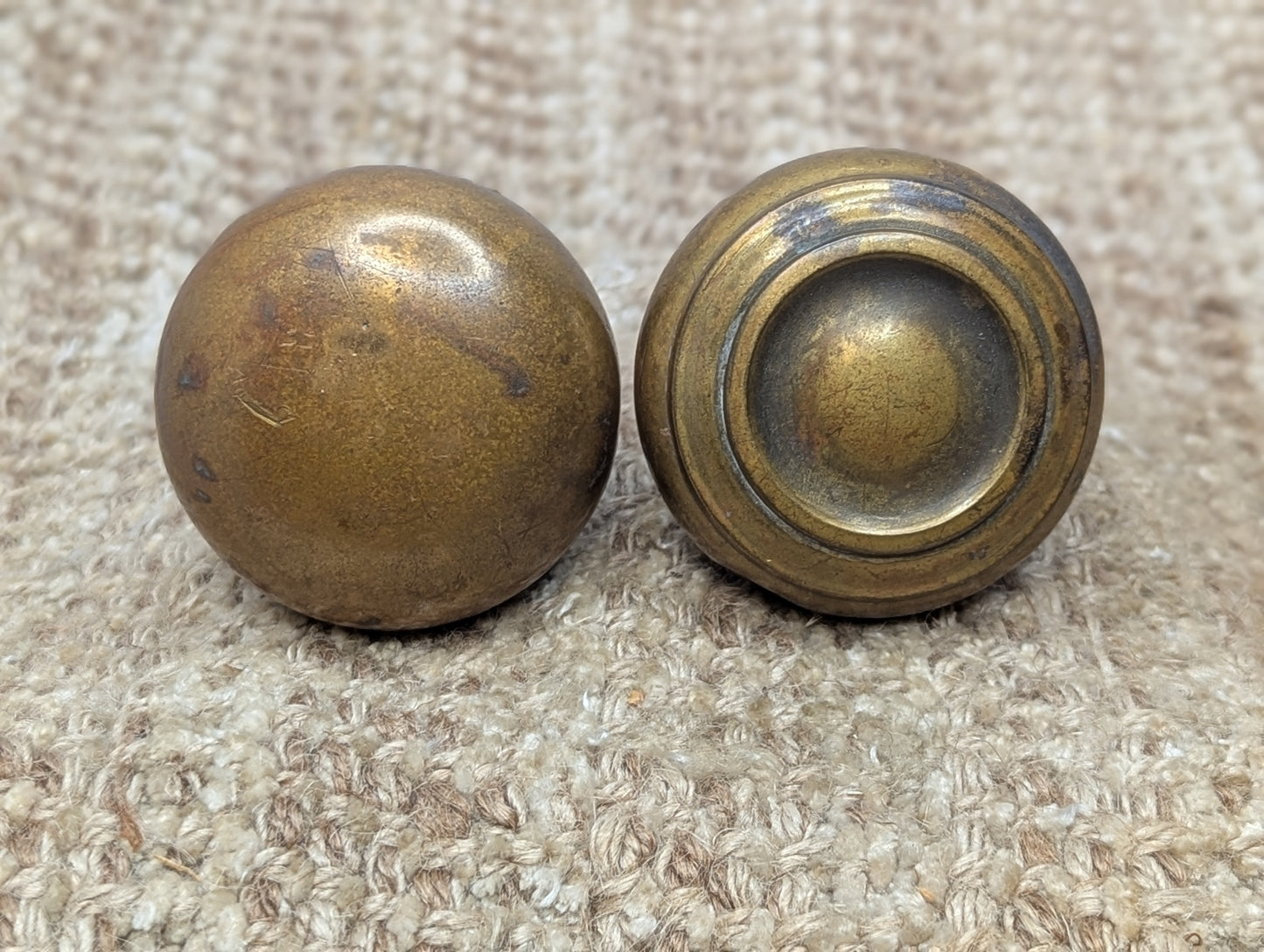 2 1/4" Antique Stamped Brass Or Bronze Door Knob Set Door Hardware