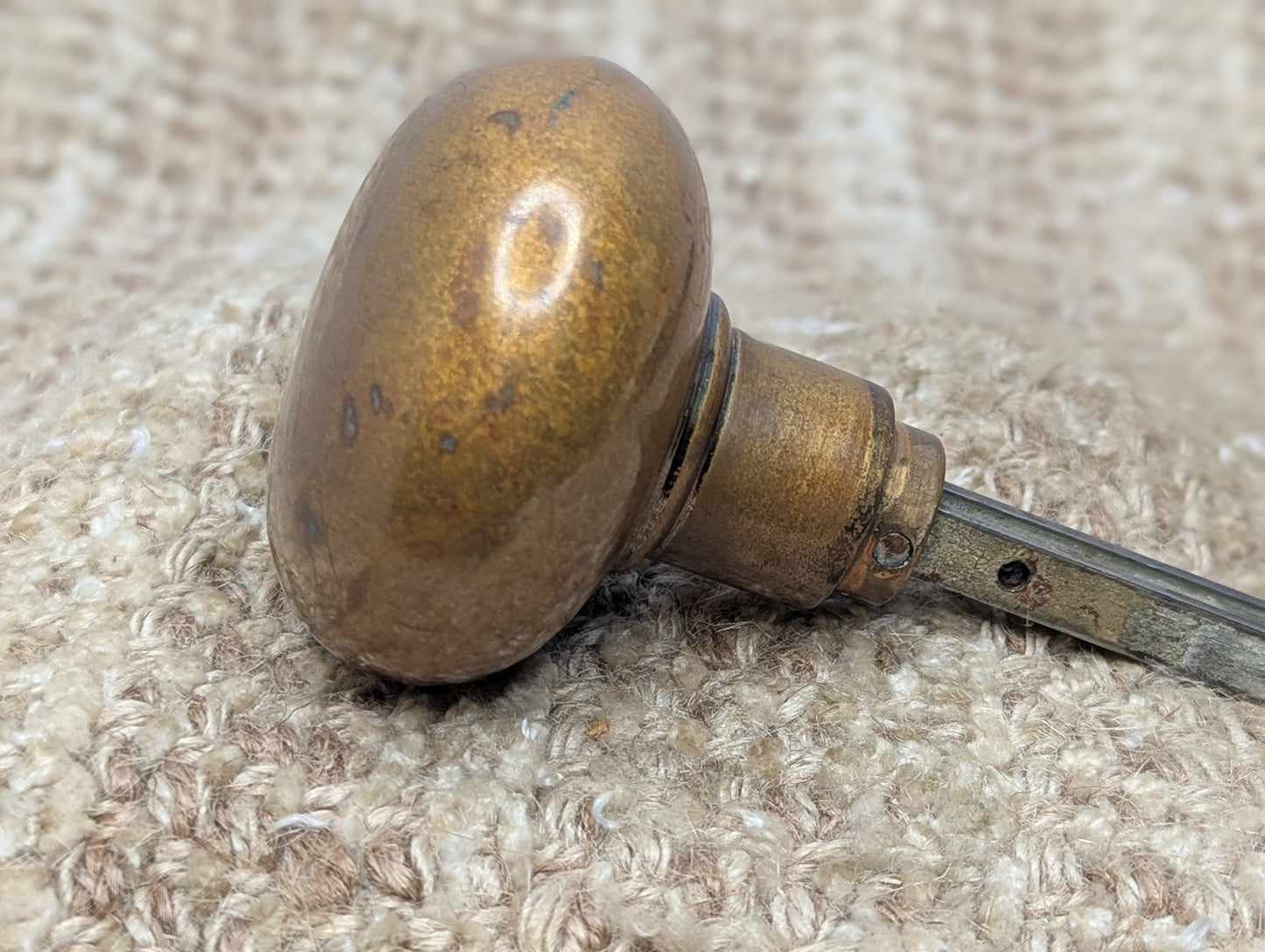 2 1/4" Antique Stamped Brass Or Bronze Door Knob Set Door Hardware