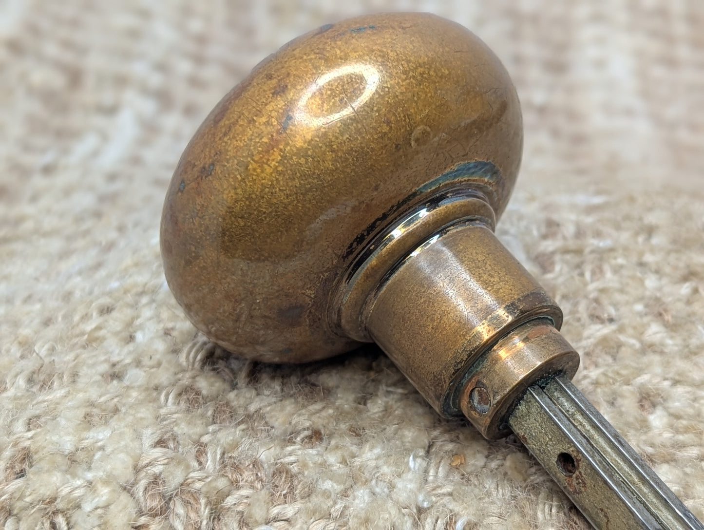 2 1/4" Antique Stamped Brass Or Bronze Door Knob Set Door Hardware
