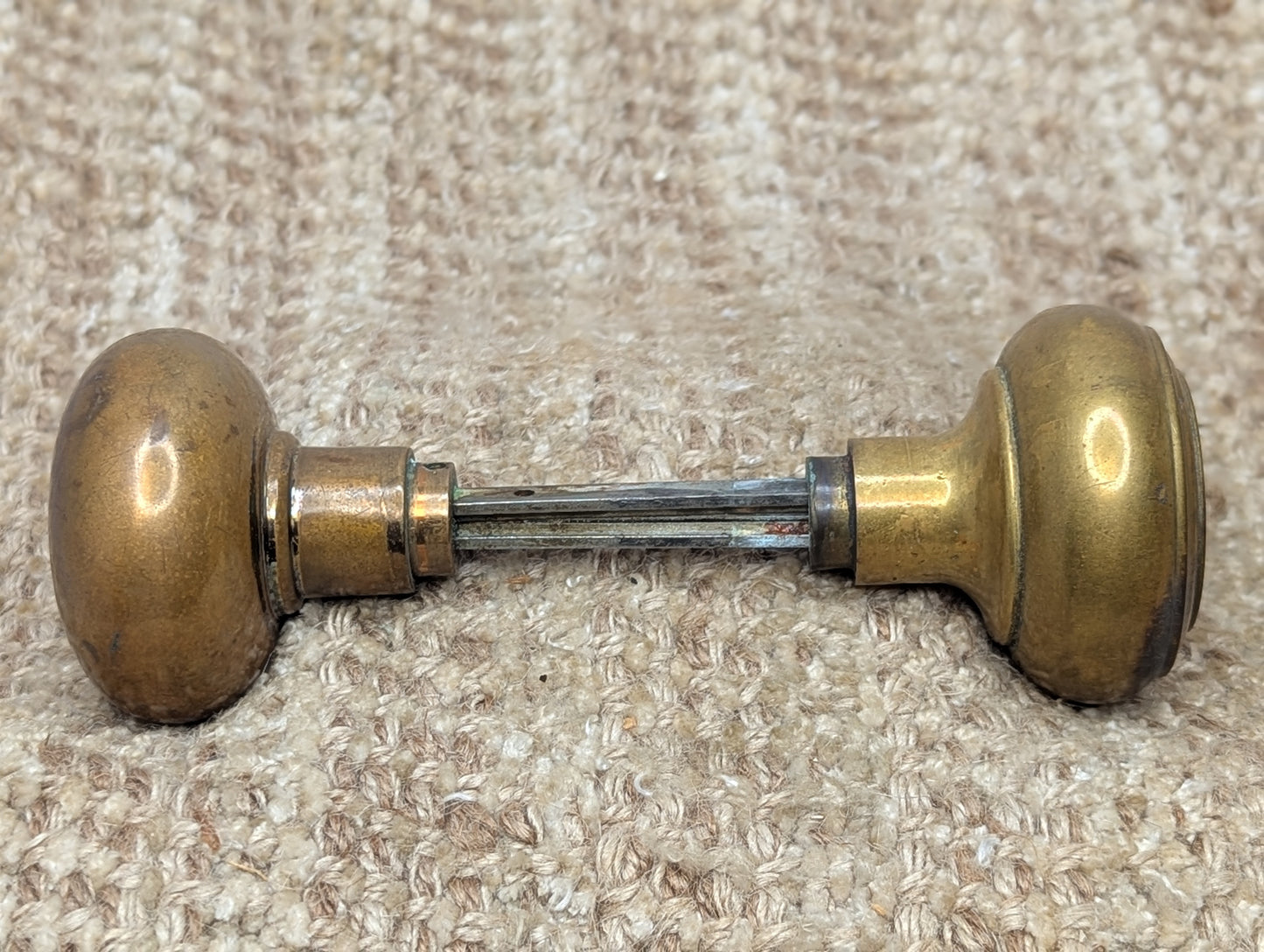 2 1/4" Antique Stamped Brass Or Bronze Door Knob Set Door Hardware