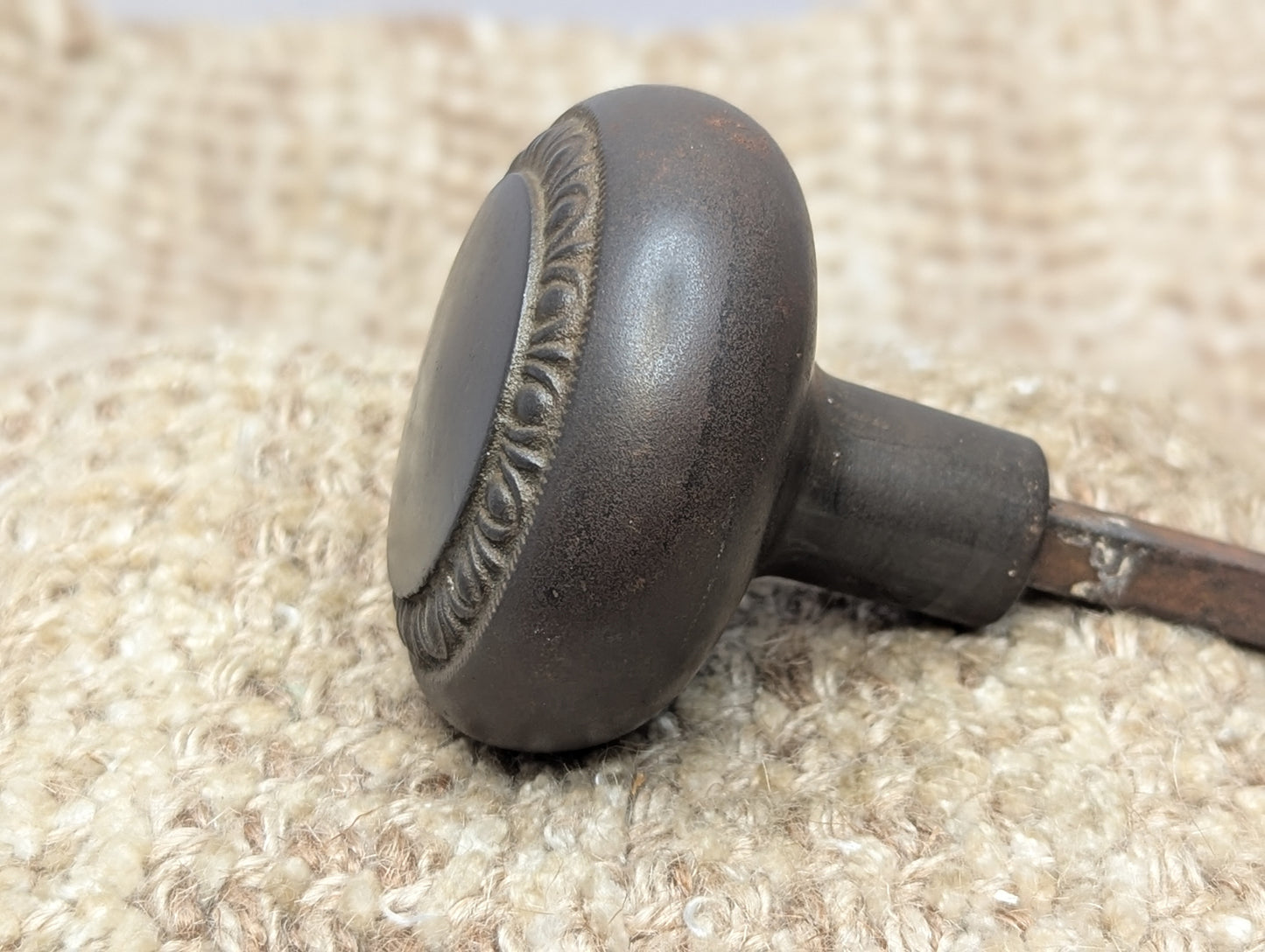 2 1/4" Antique Egg & Dart Steel Door Knob Set
