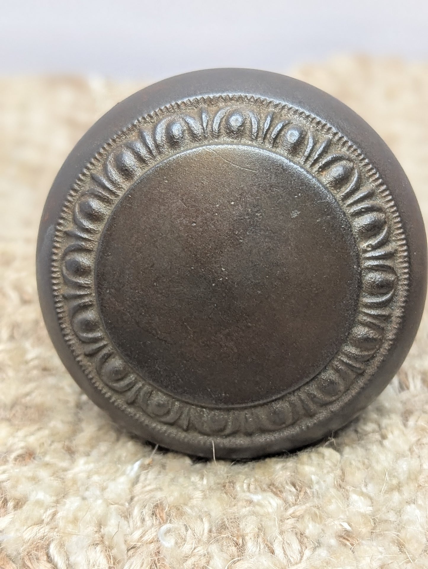 2 1/4" Antique Egg & Dart Steel Door Knob Set