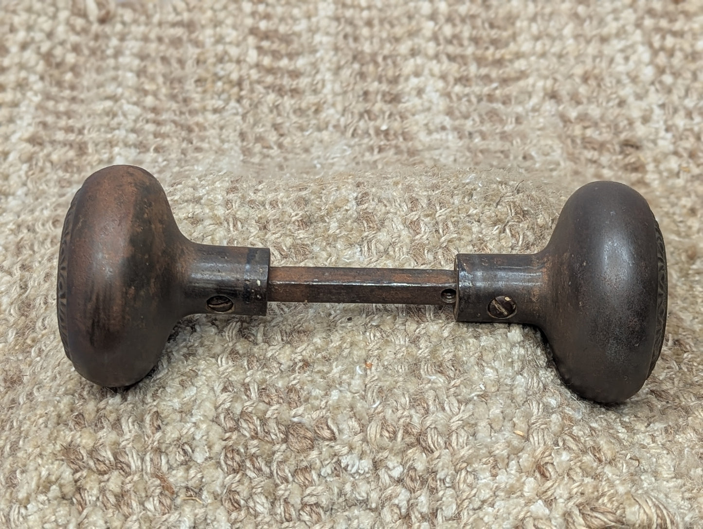 2 1/4" Antique Egg & Dart Steel Door Knob Set