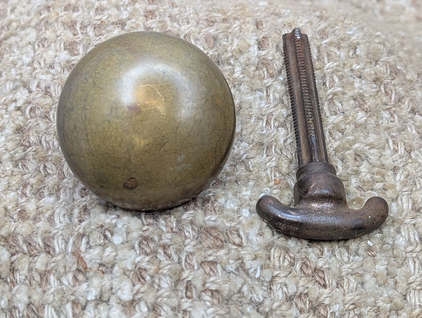 2" Antique Brass Door Knob With Thumb Turn