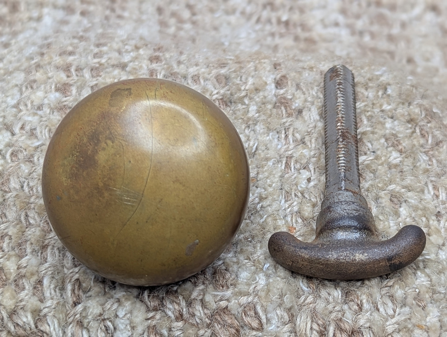 2" Antique Brass Door Knob With Thumb Turn