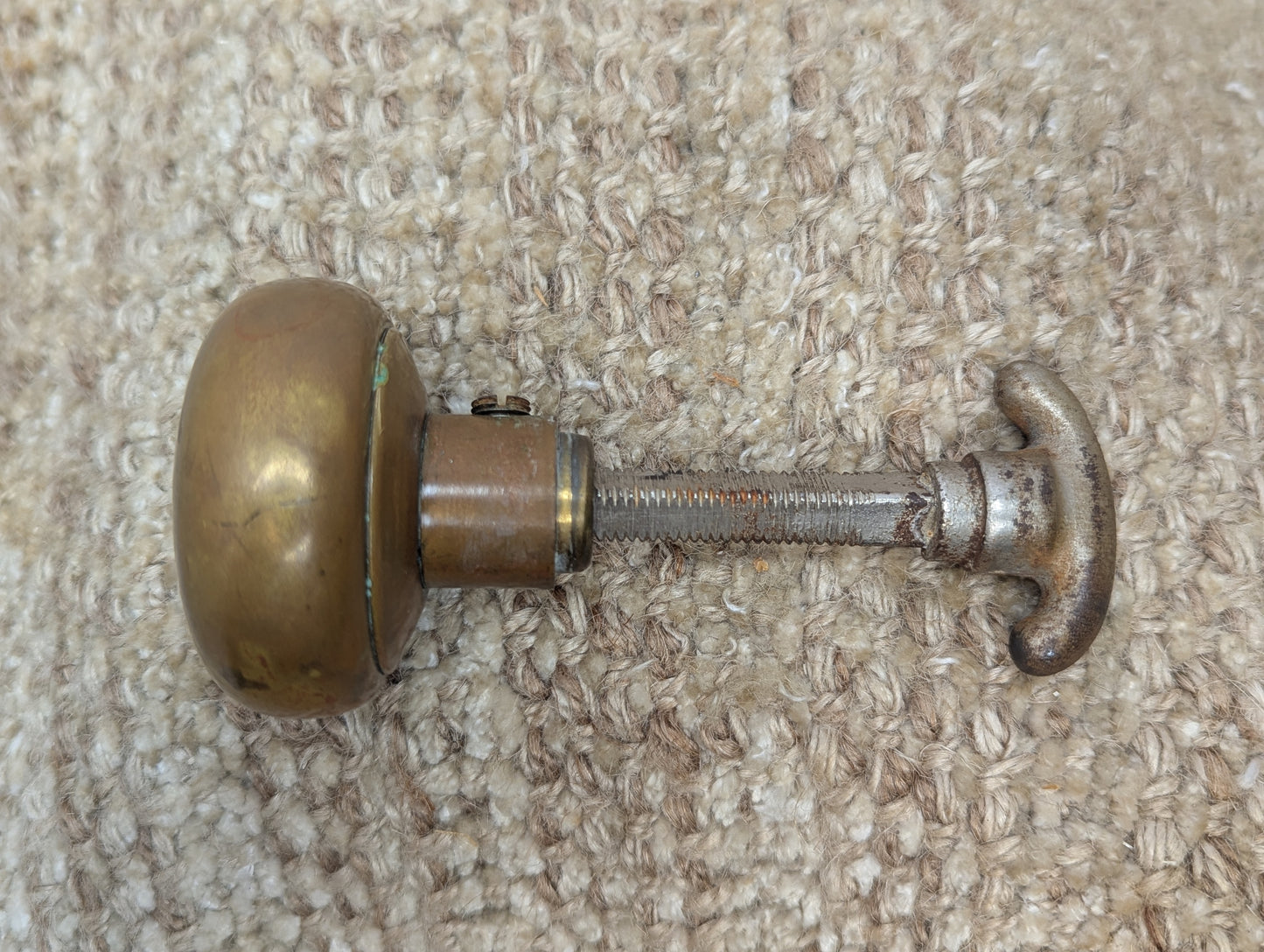 2" Antique Brass Door Knob With Thumb Turn