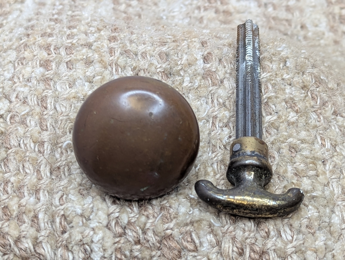 1 3/4" Antique Brass Door Knob With Thumb Turn