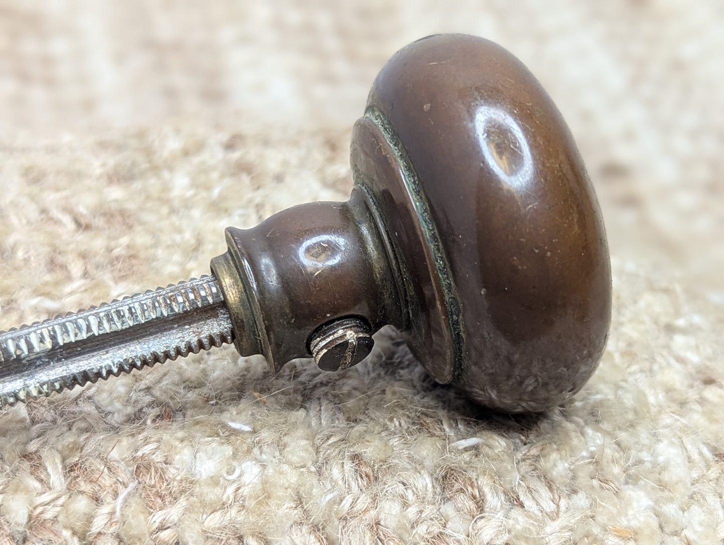 1 3/4" Antique Brass Door Knob With Thumb Turn