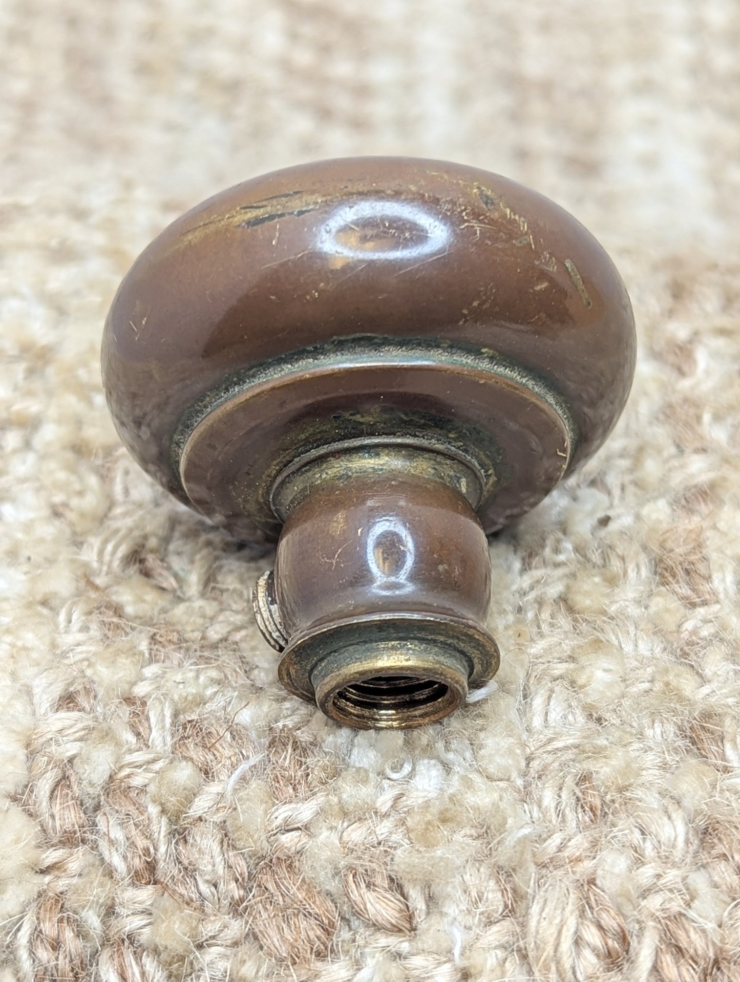 1 3/4" Antique Brass Door Knob With Thumb Turn