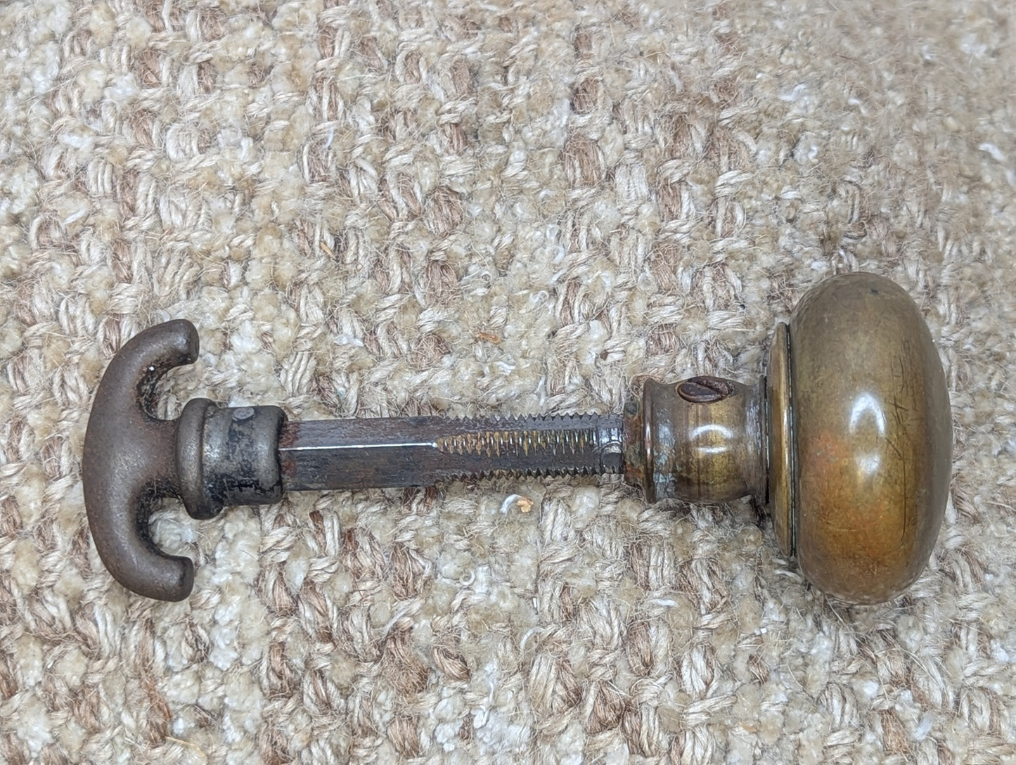 1 3/4" Antique Brass Door Knob With Thumb Turn