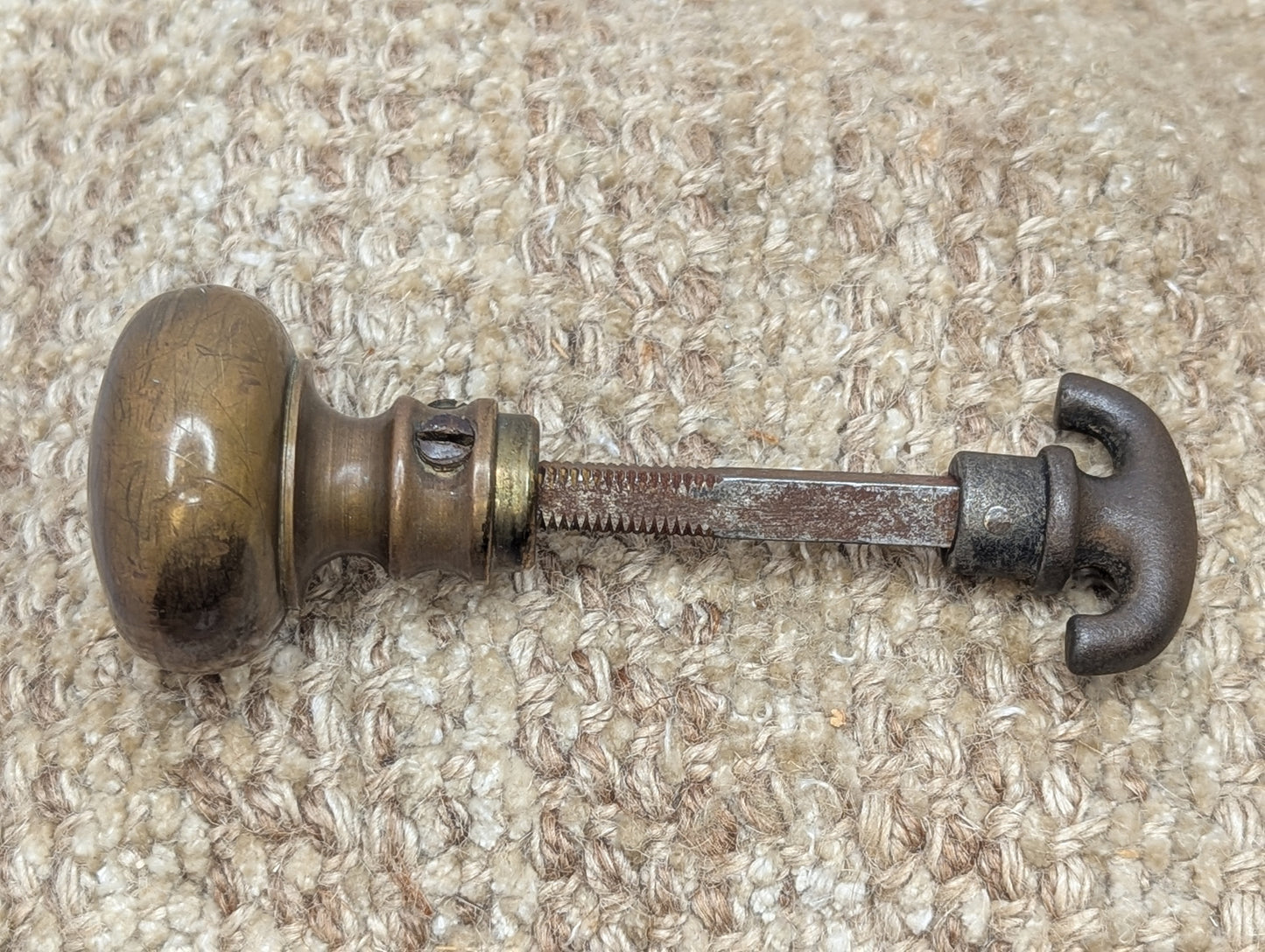 1 3/4" Antique Brass Door Knob With Thumb Turn