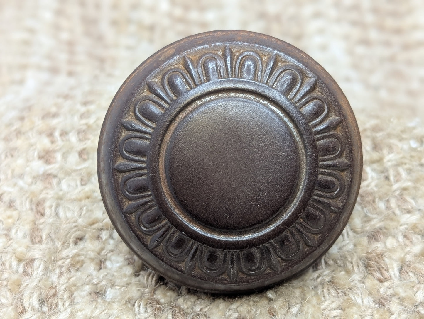 2 1/4" Antique Egg & Dart Stamped Steel Door Knob