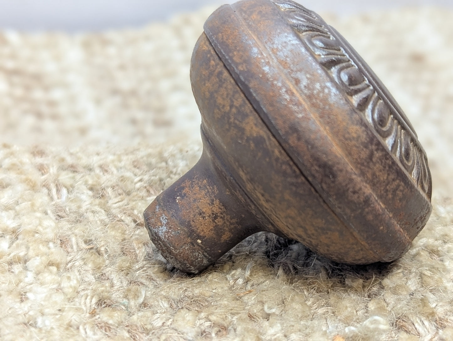 2 1/4" Antique Egg & Dart Stamped Steel Door Knob