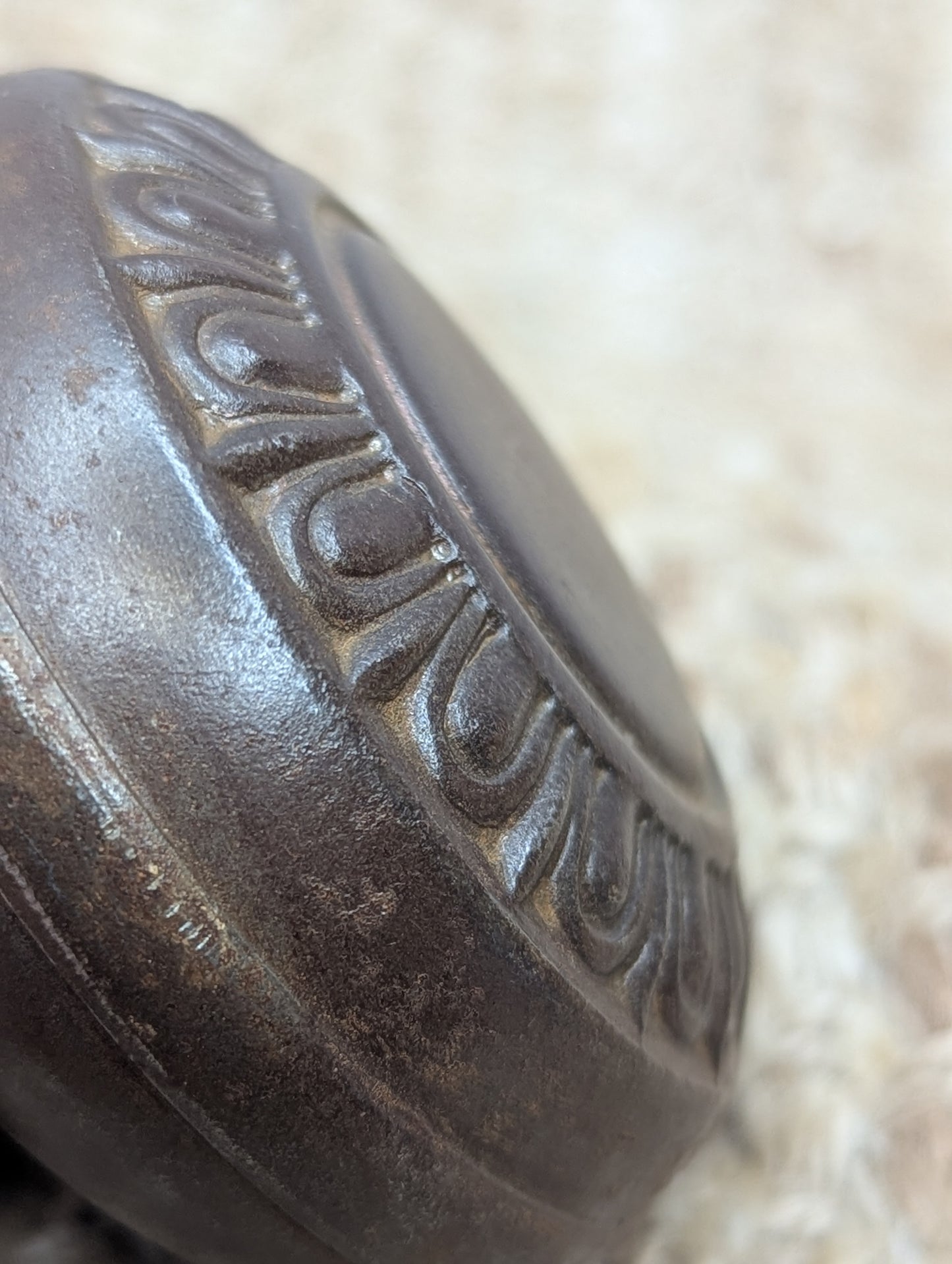 2 1/4" Antique Egg & Dart Stamped Steel Door Knob