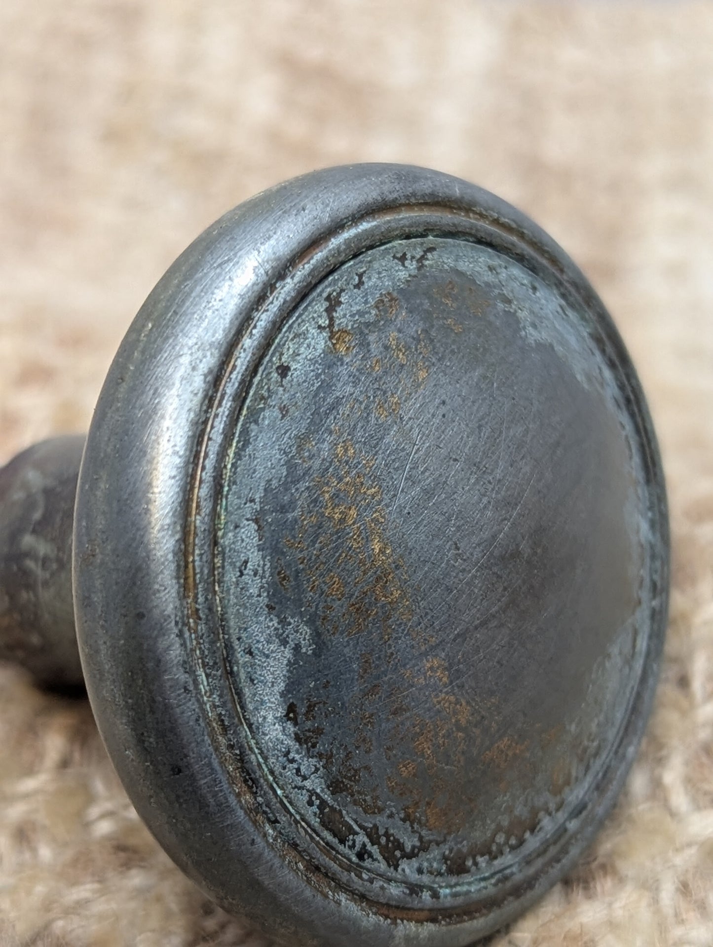 2 1/4" Antique Stamped Steel Door Knob