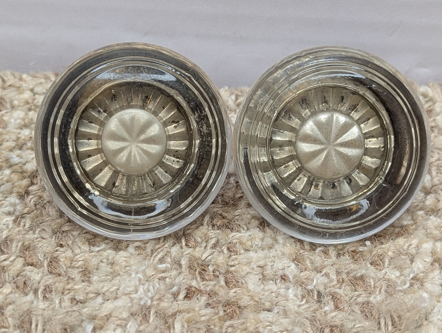 Antique Interior Mortise Lock, Glass Door Knobs & Brass Finish Door Knob Plates, Strike Plate W/Key