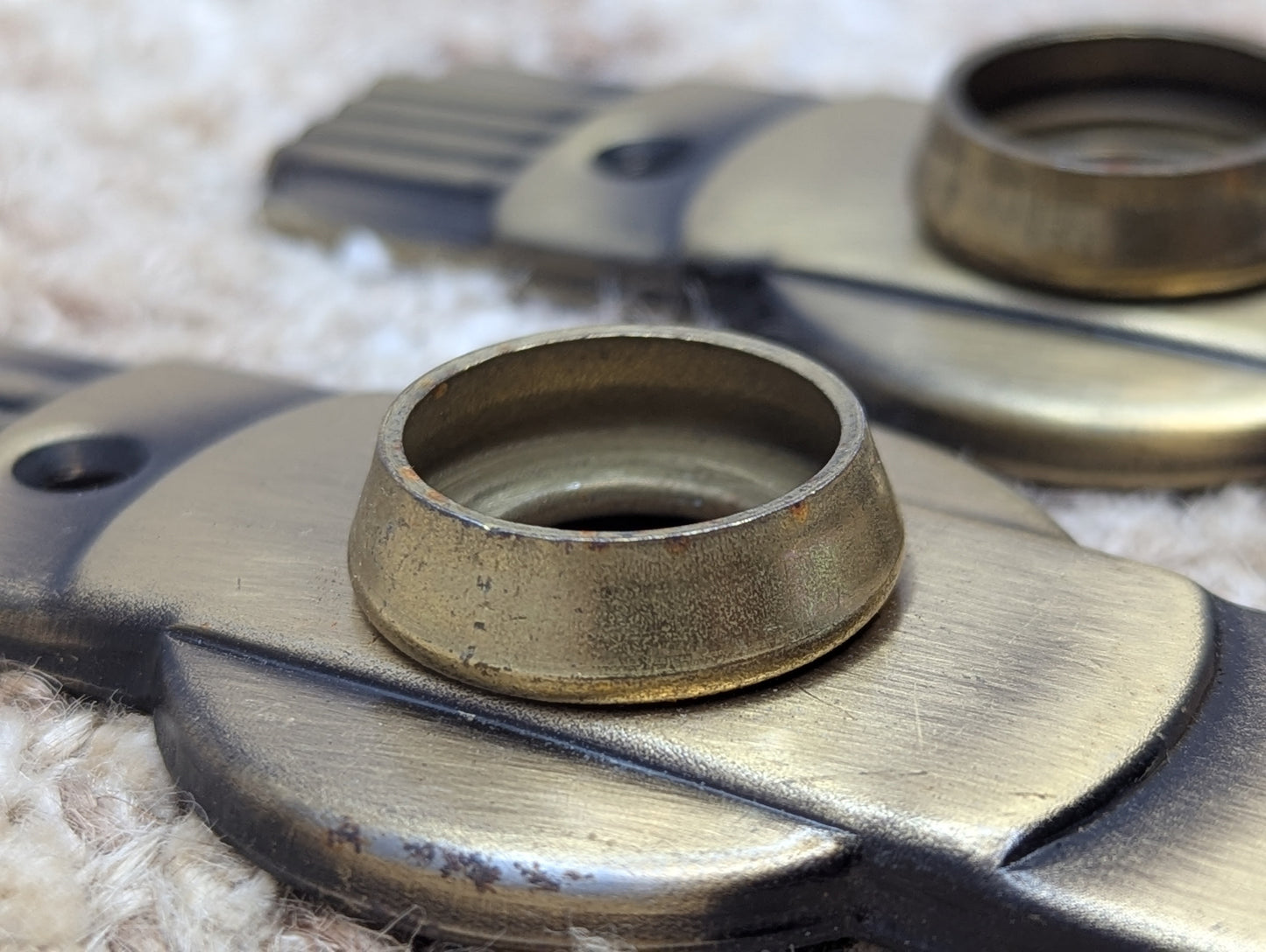 1 5/8" x 6 1/4" Pair Of Antique Stamped Steel Door Knob Plates