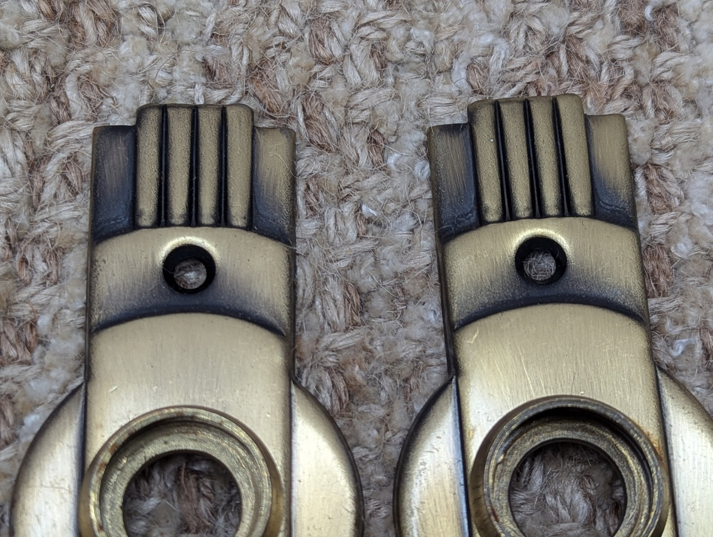 1 5/8" x 6 1/4" Pair Of Antique Stamped Steel Door Knob Plates