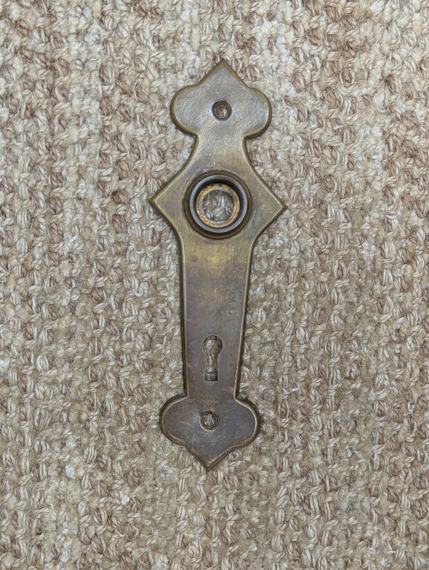 2 1/4" x 6 1/2" Antique Stamped Brass Door Knob Plate