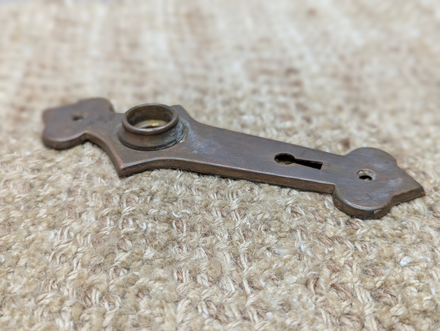 2 1/4" x 6 1/2" Antique Stamped Brass Door Knob Plate