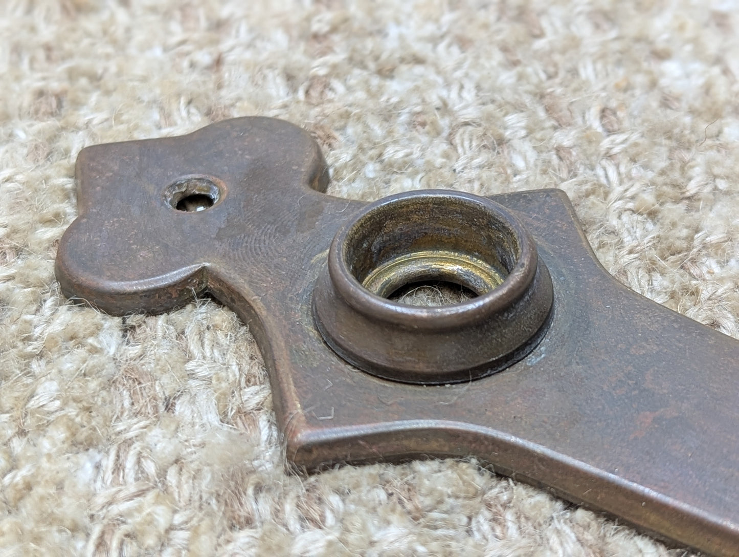 2 1/4" x 6 1/2" Antique Stamped Brass Door Knob Plate