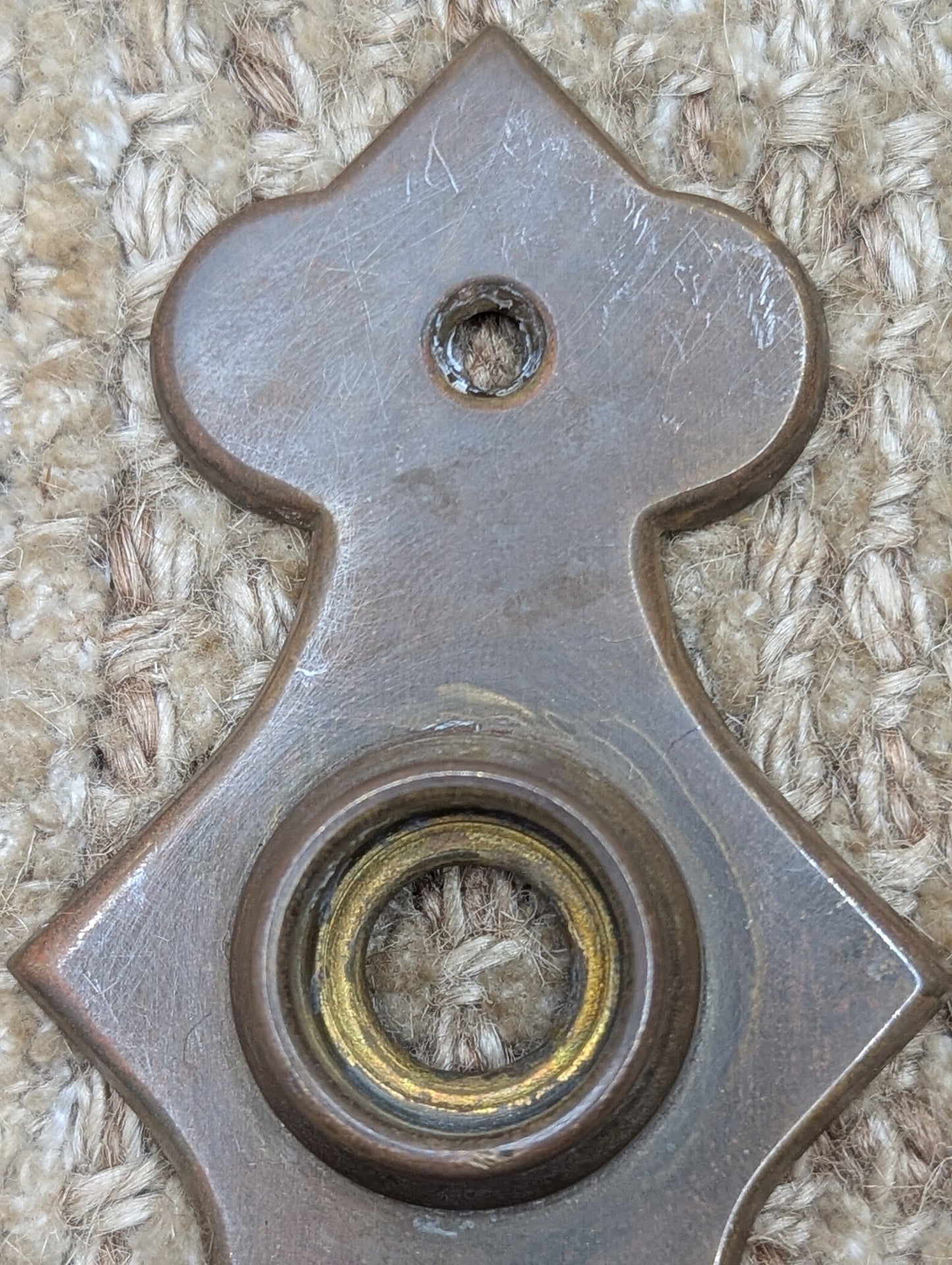 2 1/4" x 6 1/2" Antique Stamped Brass Door Knob Plate