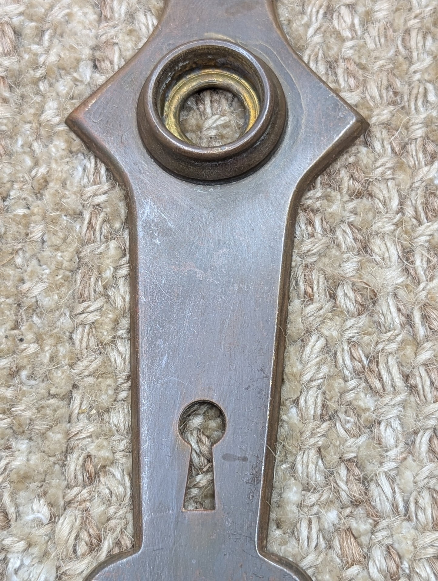 2 1/4" x 6 1/2" Antique Stamped Brass Door Knob Plate
