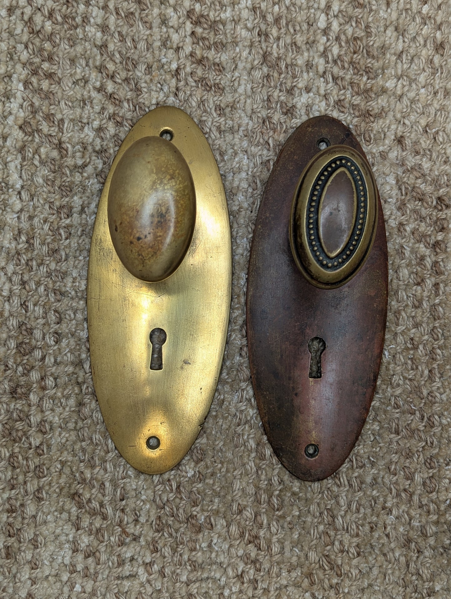 Antique Oval Brass Door Knobs And Cast Brass Door Plates