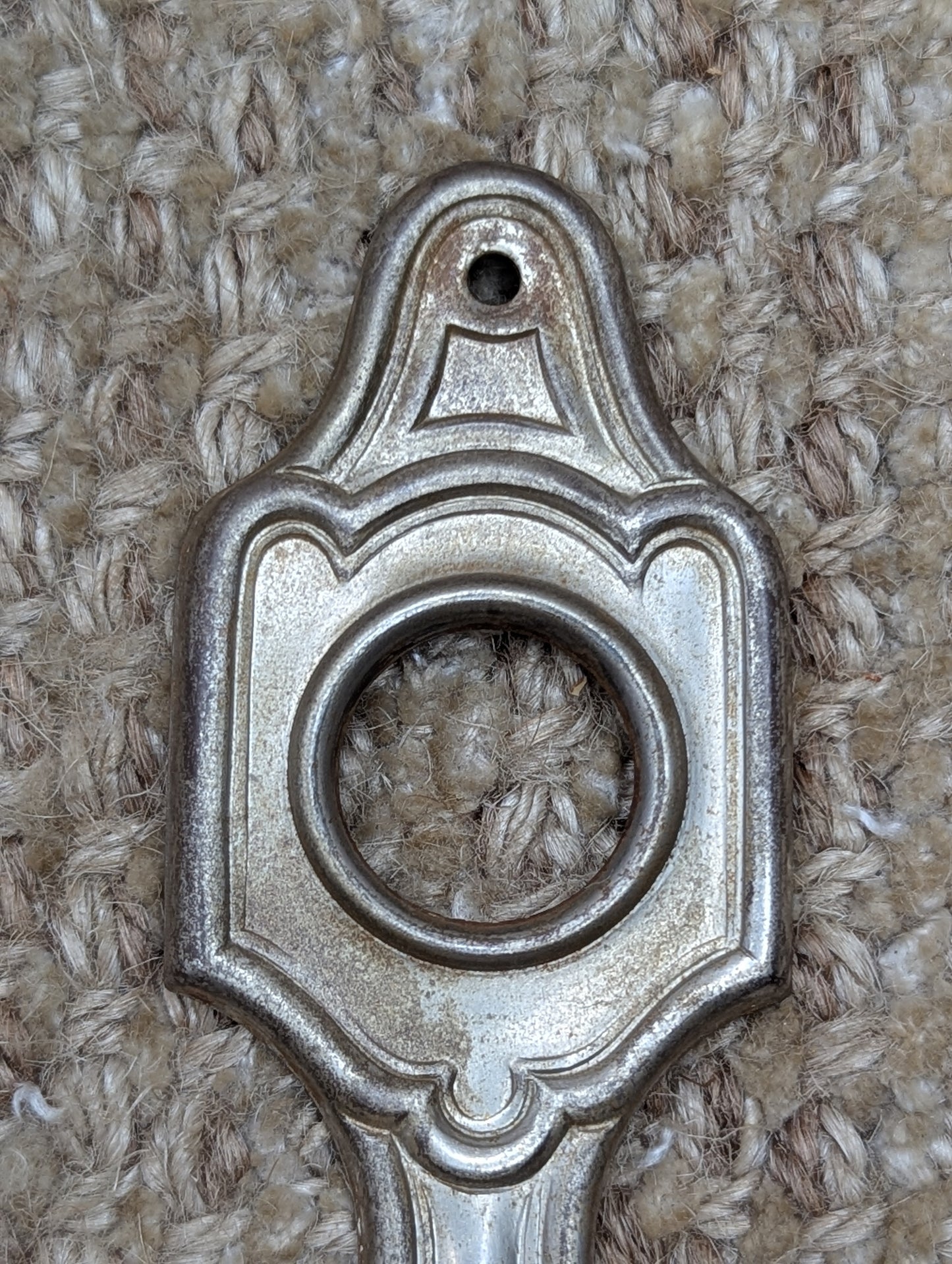 1 1/2" x 5 1/16" Antique Stamped Steel Door Knob Plate Hardware