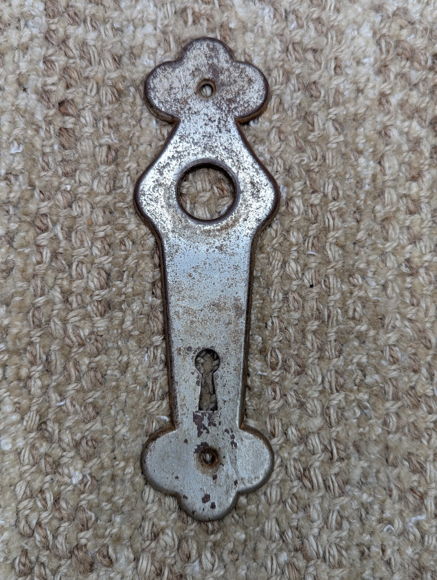 1 7/8" x 6 1/4" Antique Stamped Steel Door Knob Plate