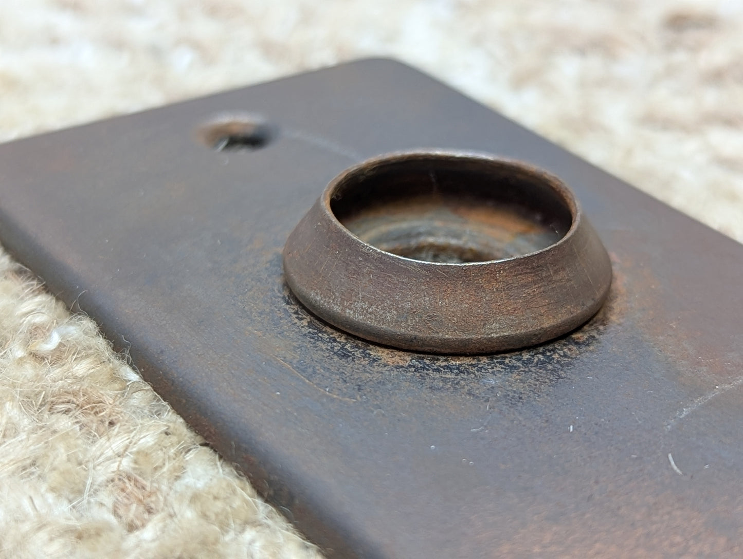 1 15/16" x 5 11/16" Antique Stamped Steel Door Knob Plate