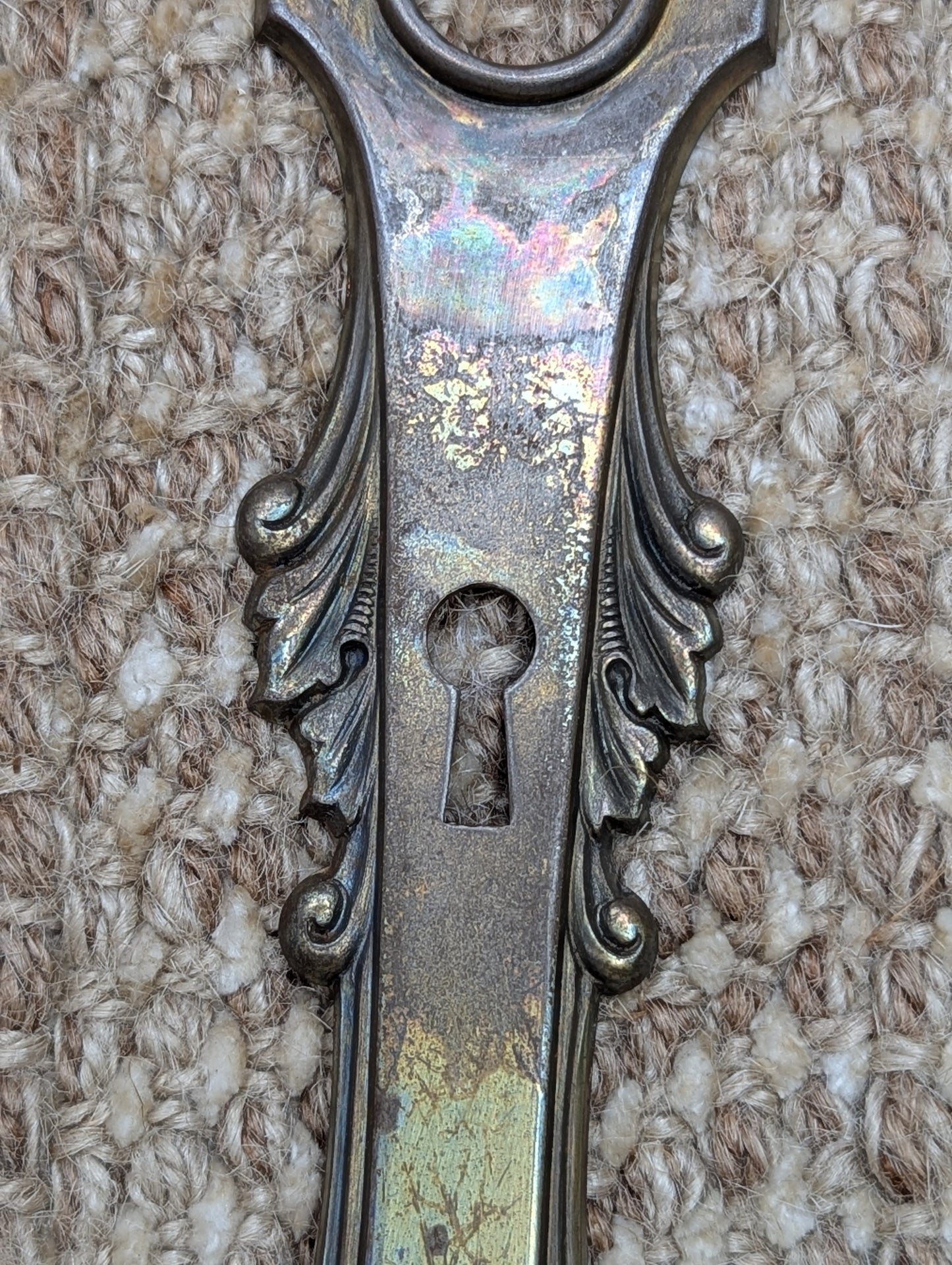 1 11/16" x 8" Antique Stamped Steel Door Knob Plates